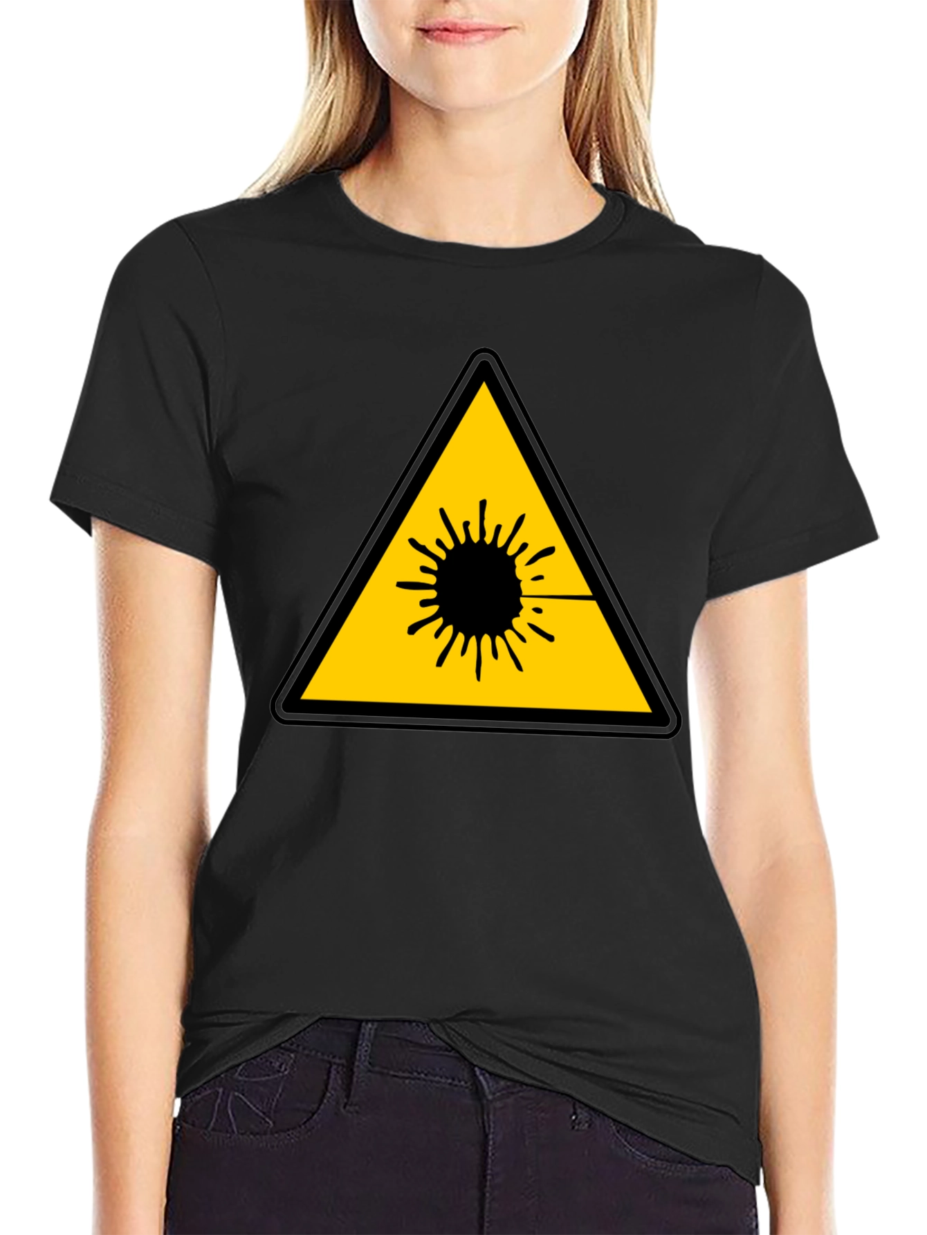 Laser Hazard Black T-Shirt - Warning Graphic Tee
