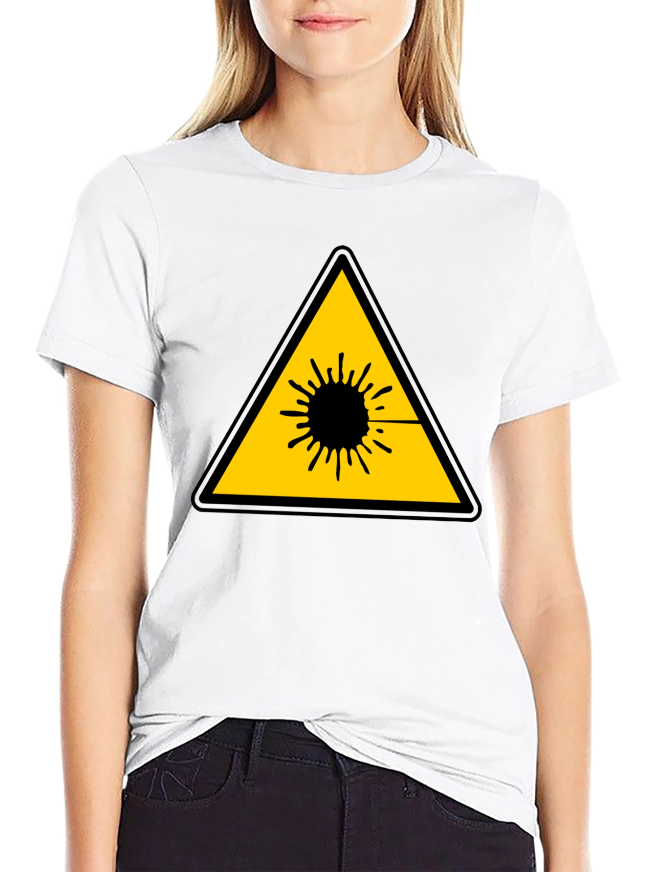 Laser Hazard Black T-Shirt - Warning Graphic Tee