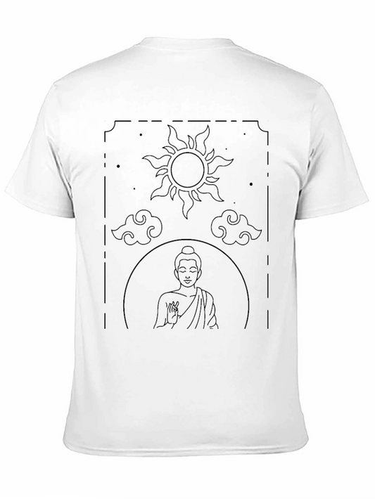 Buddha Sun and Clouds Graphic Black T-Shirt