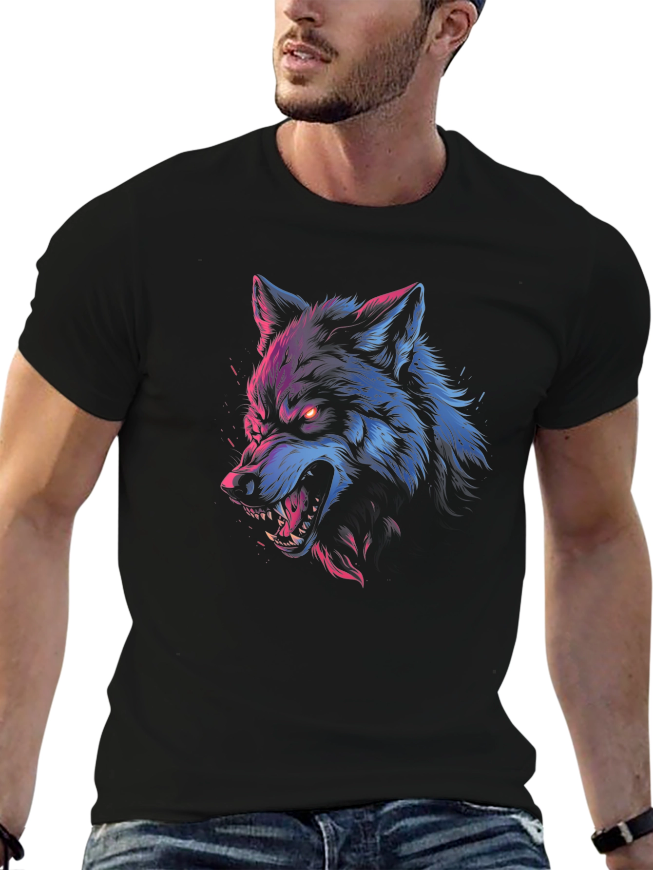 Wolf Graphic Print T-Shirt - Fierce Style