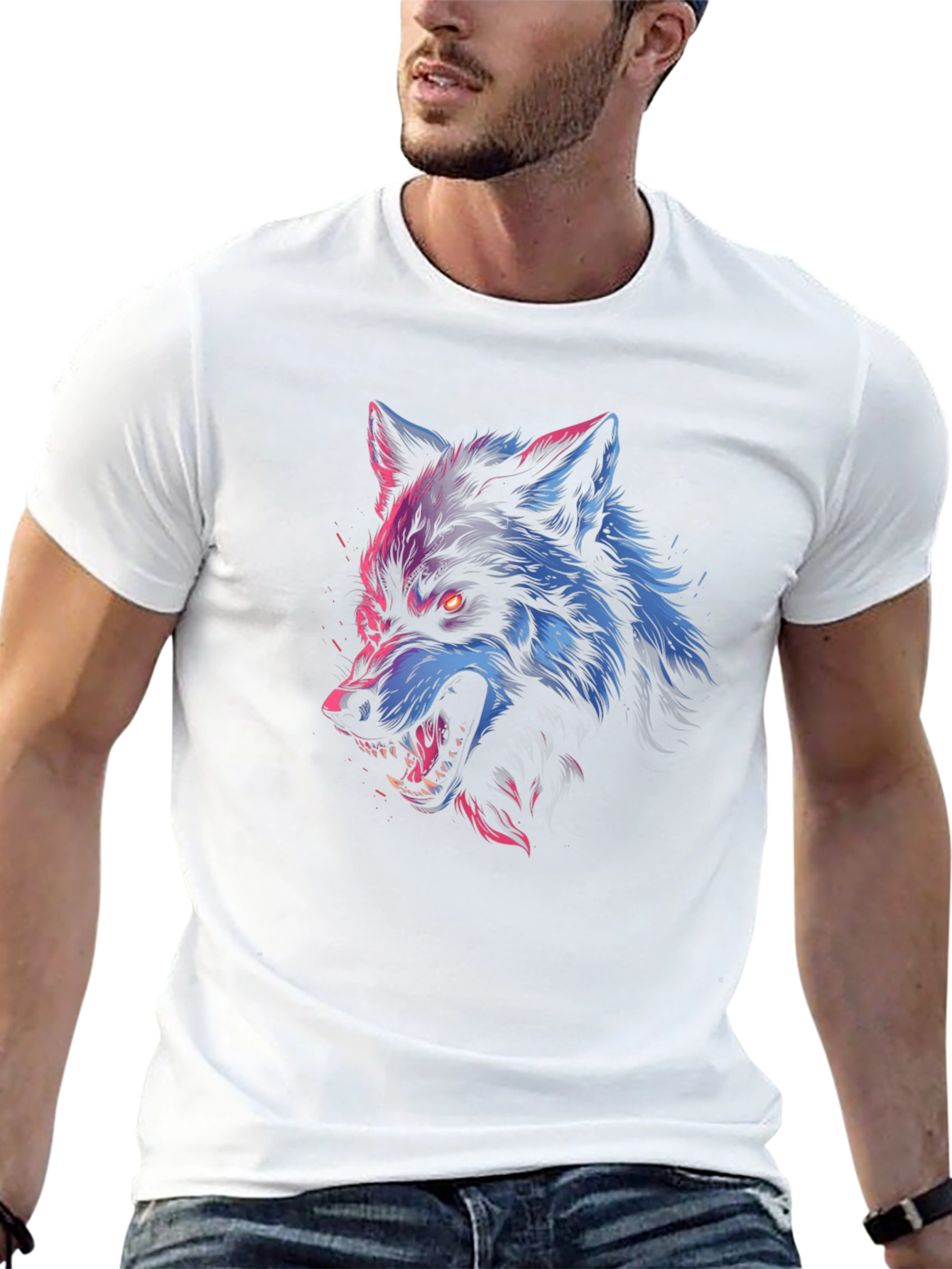 Wolf Graphic Print T-Shirt - Fierce Style