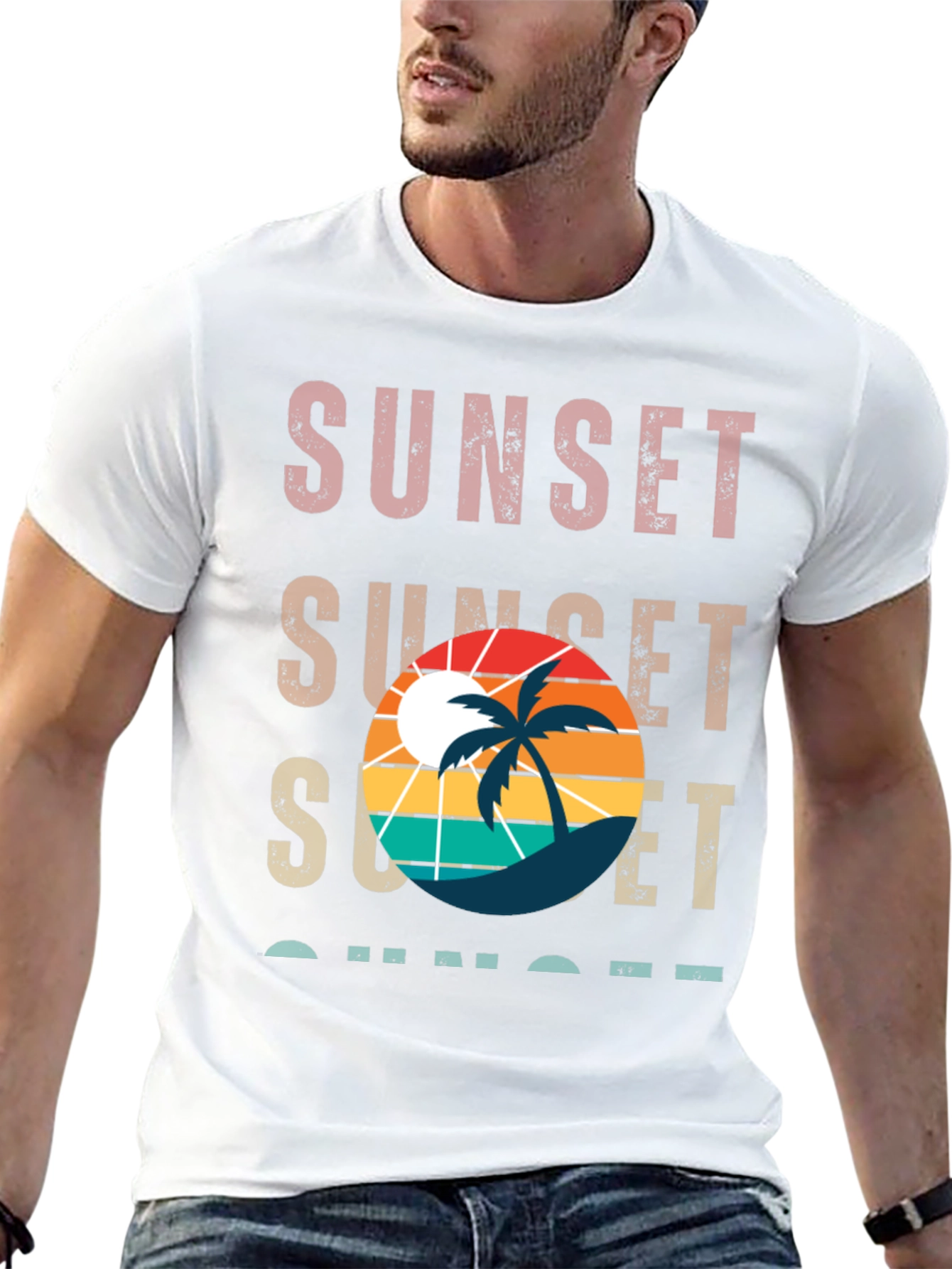 Sunset Palm Tree Retro Style T-Shirt