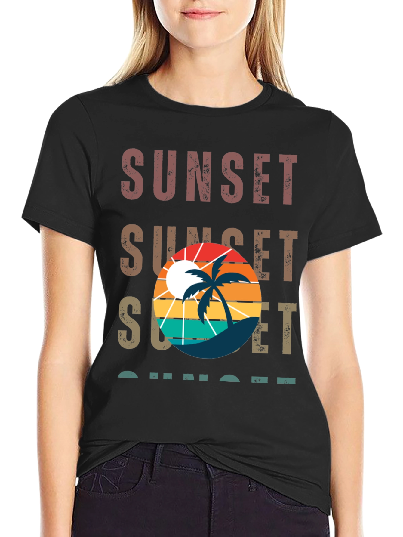 Sunset Palm Tree Retro Style T-Shirt