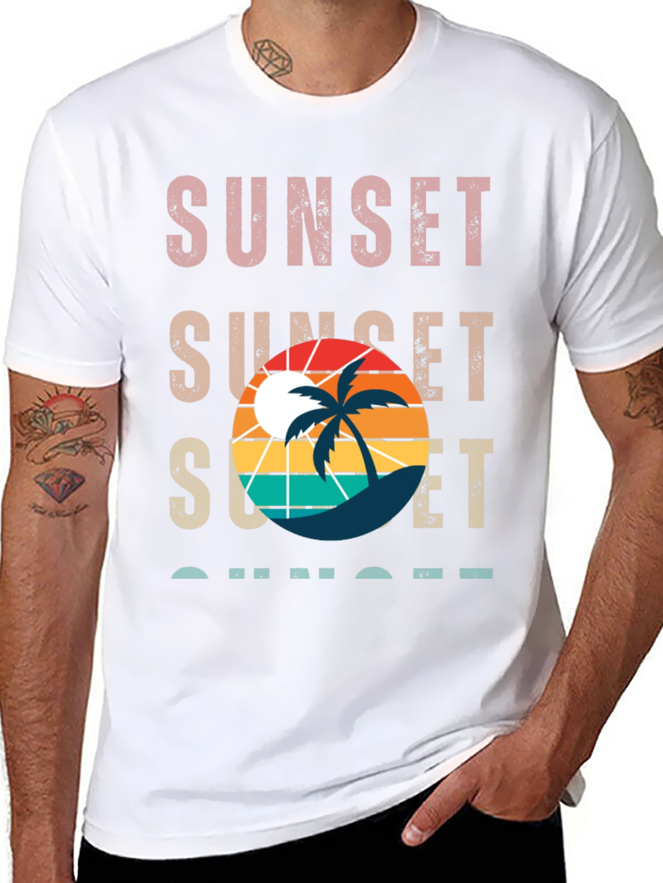 Sunset Palm Tree Retro Style T-Shirt
