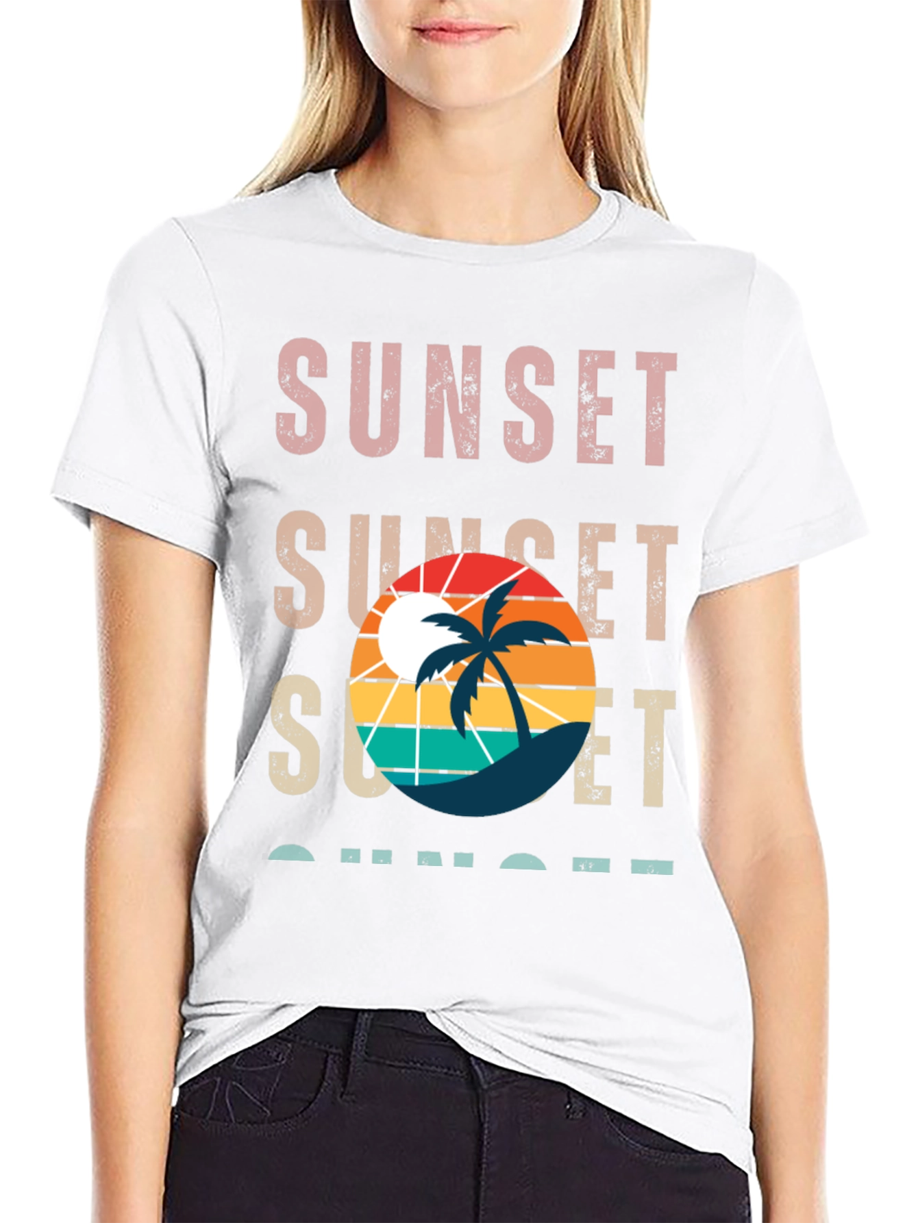 Sunset Palm Tree Retro Style T-Shirt