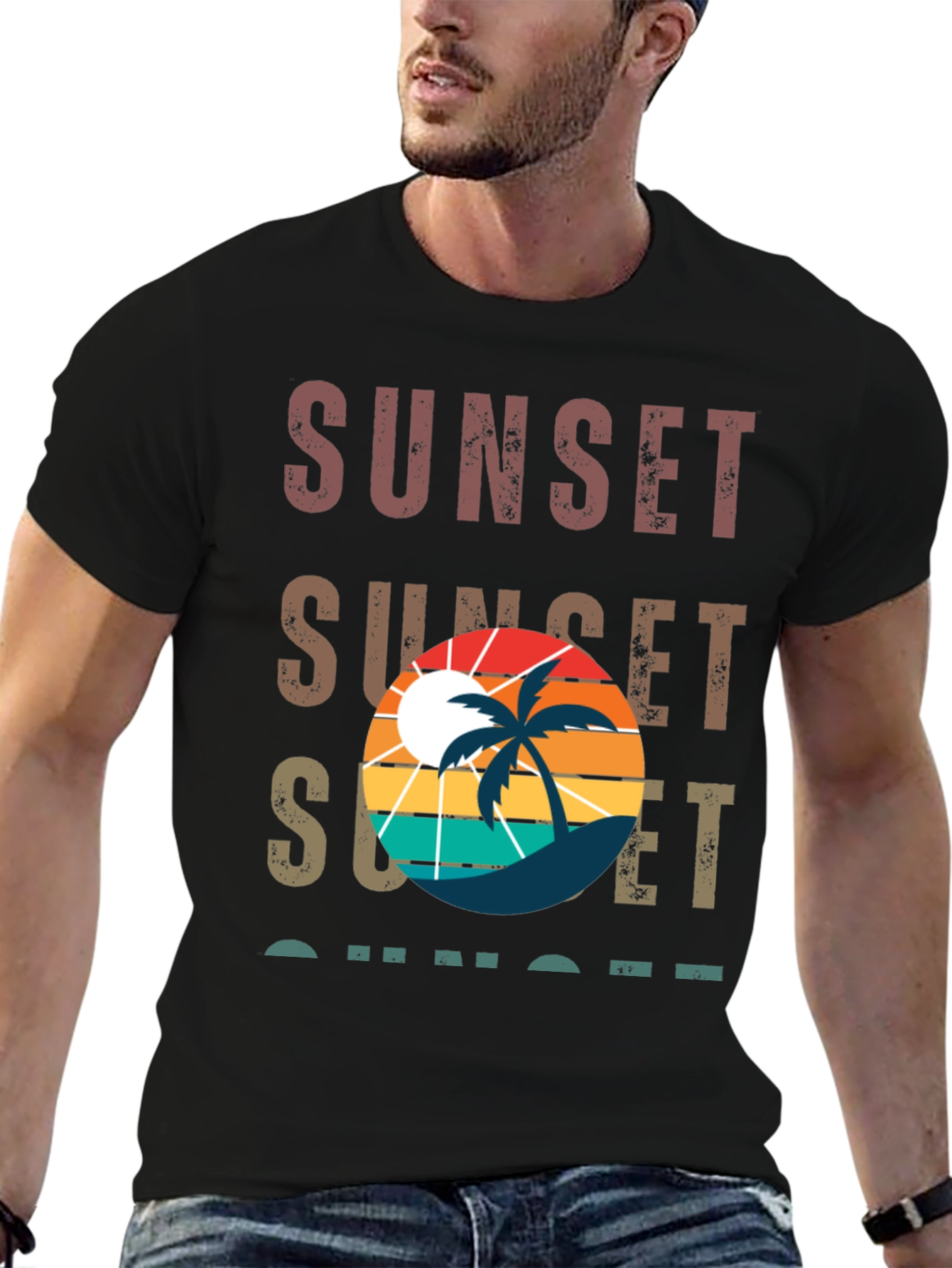 Sunset Palm Tree Retro Style T-Shirt