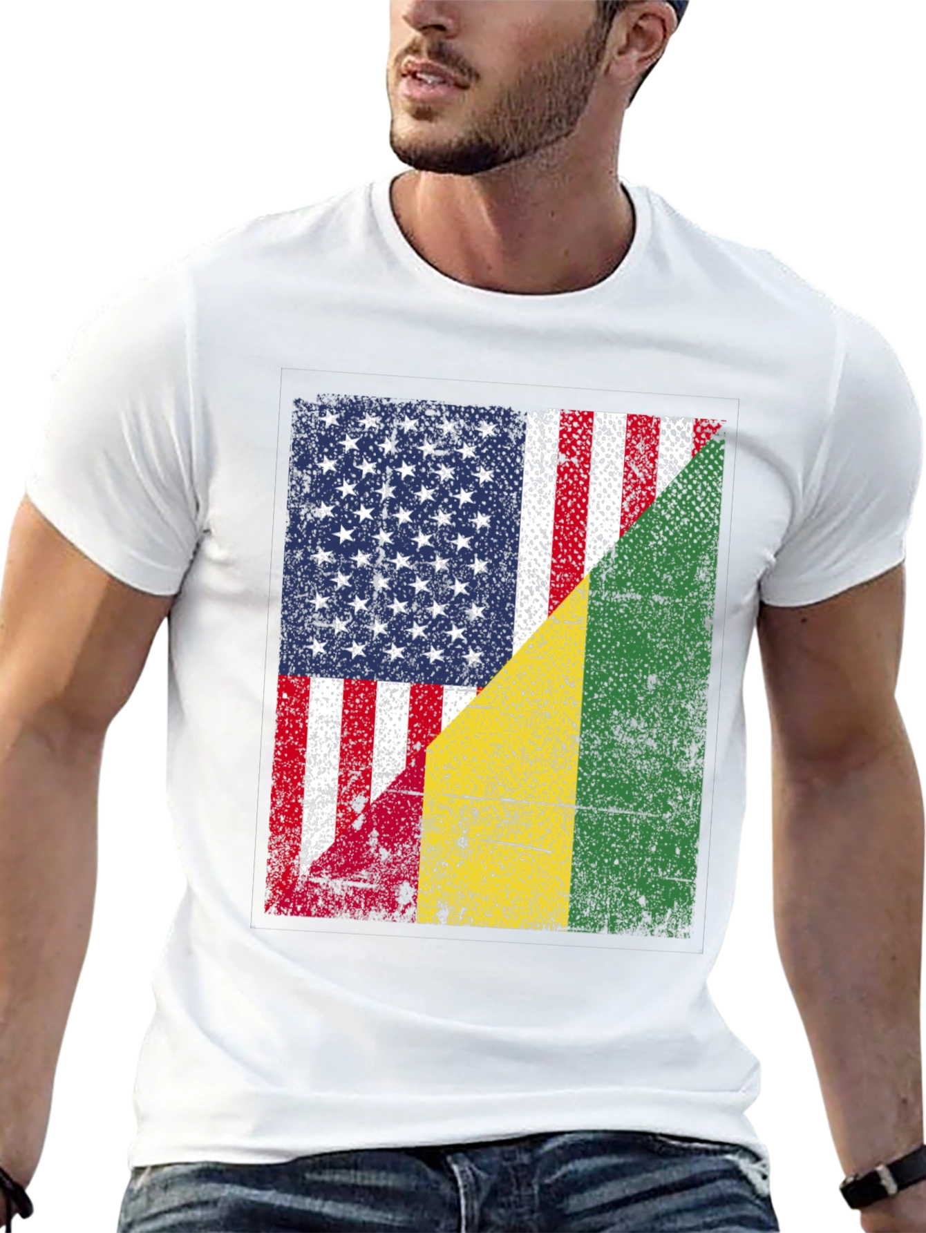 USA and Guinea Flag T-Shirt
