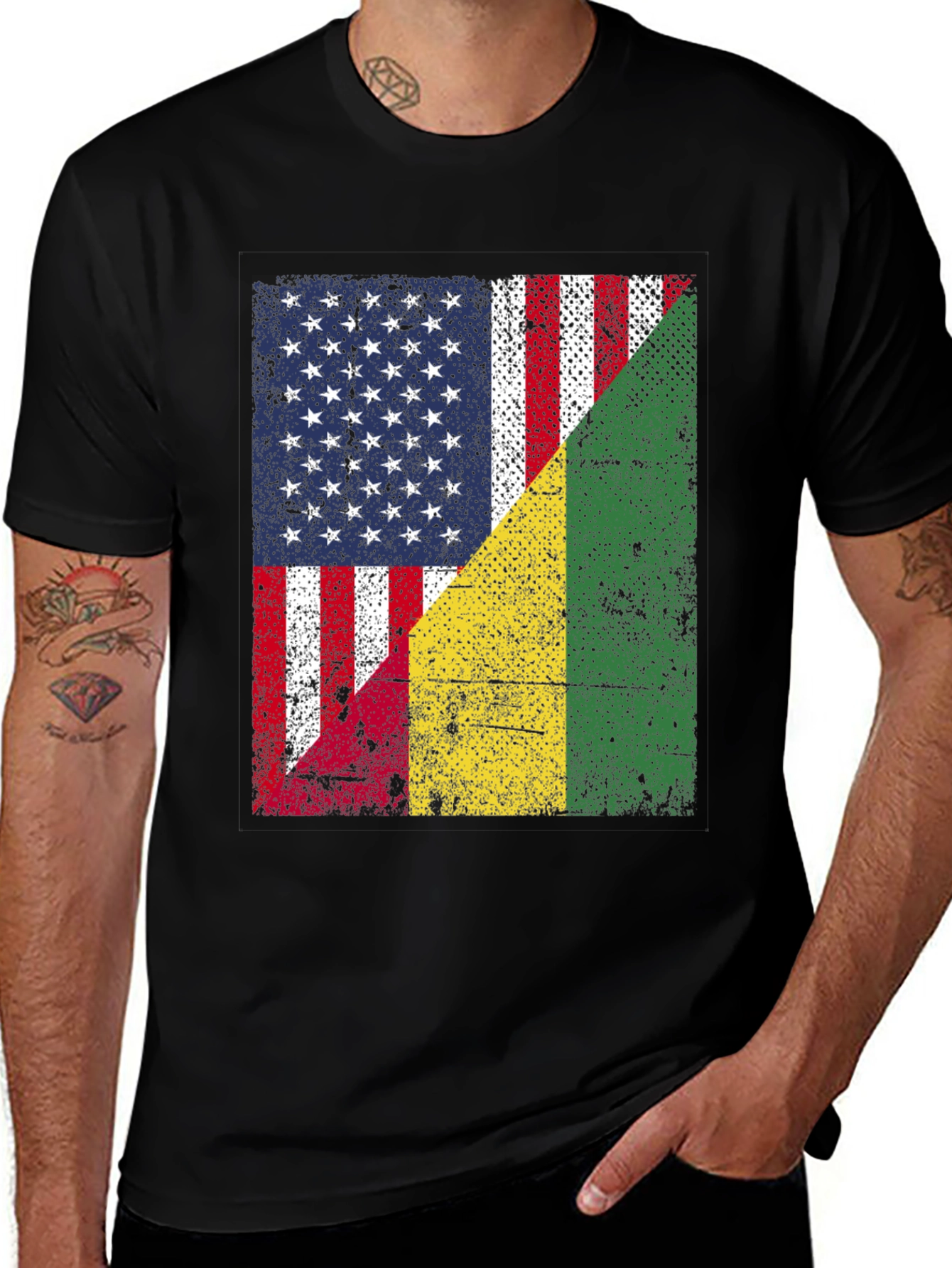 USA and Guinea Flag T-Shirt
