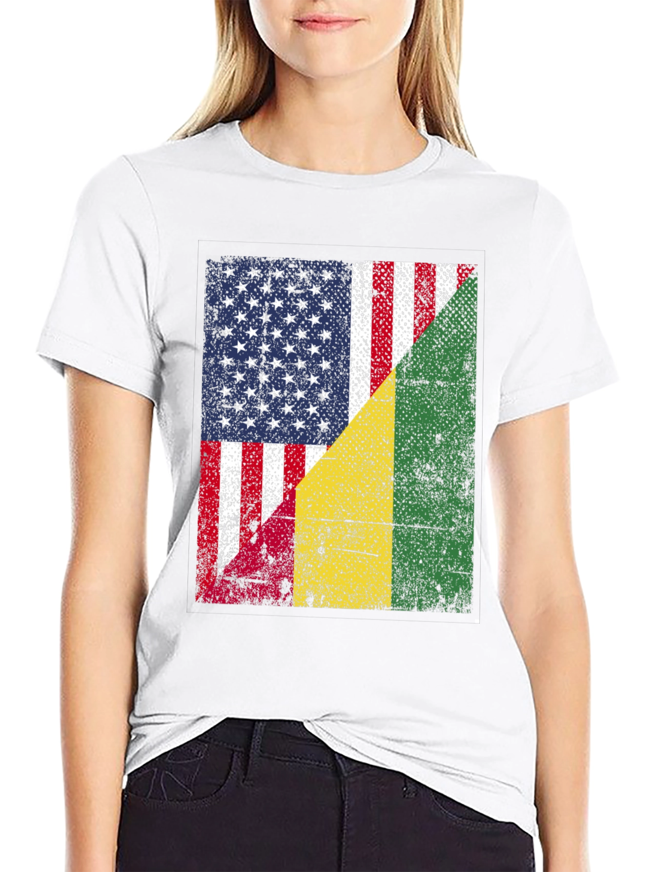 USA and Guinea Flag T-Shirt