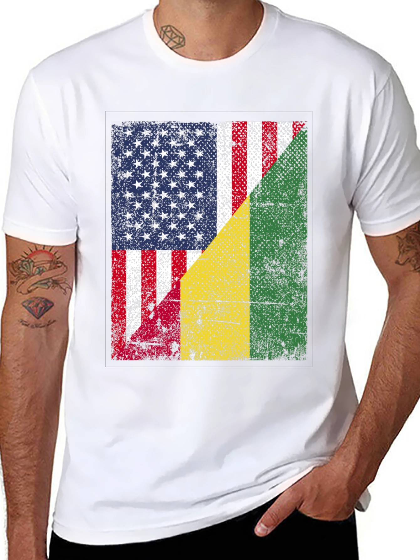 USA and Guinea Flag T-Shirt