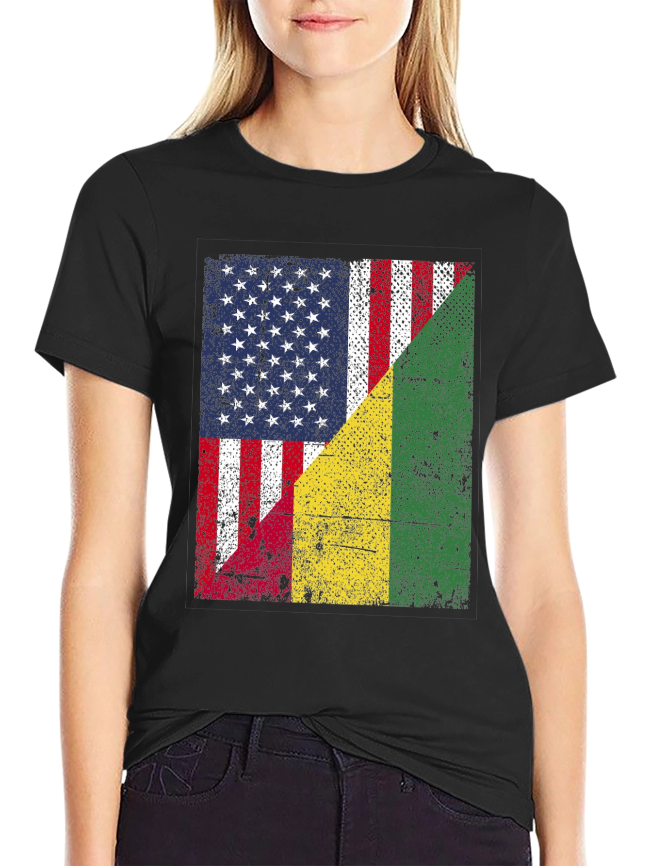 USA and Guinea Flag T-Shirt