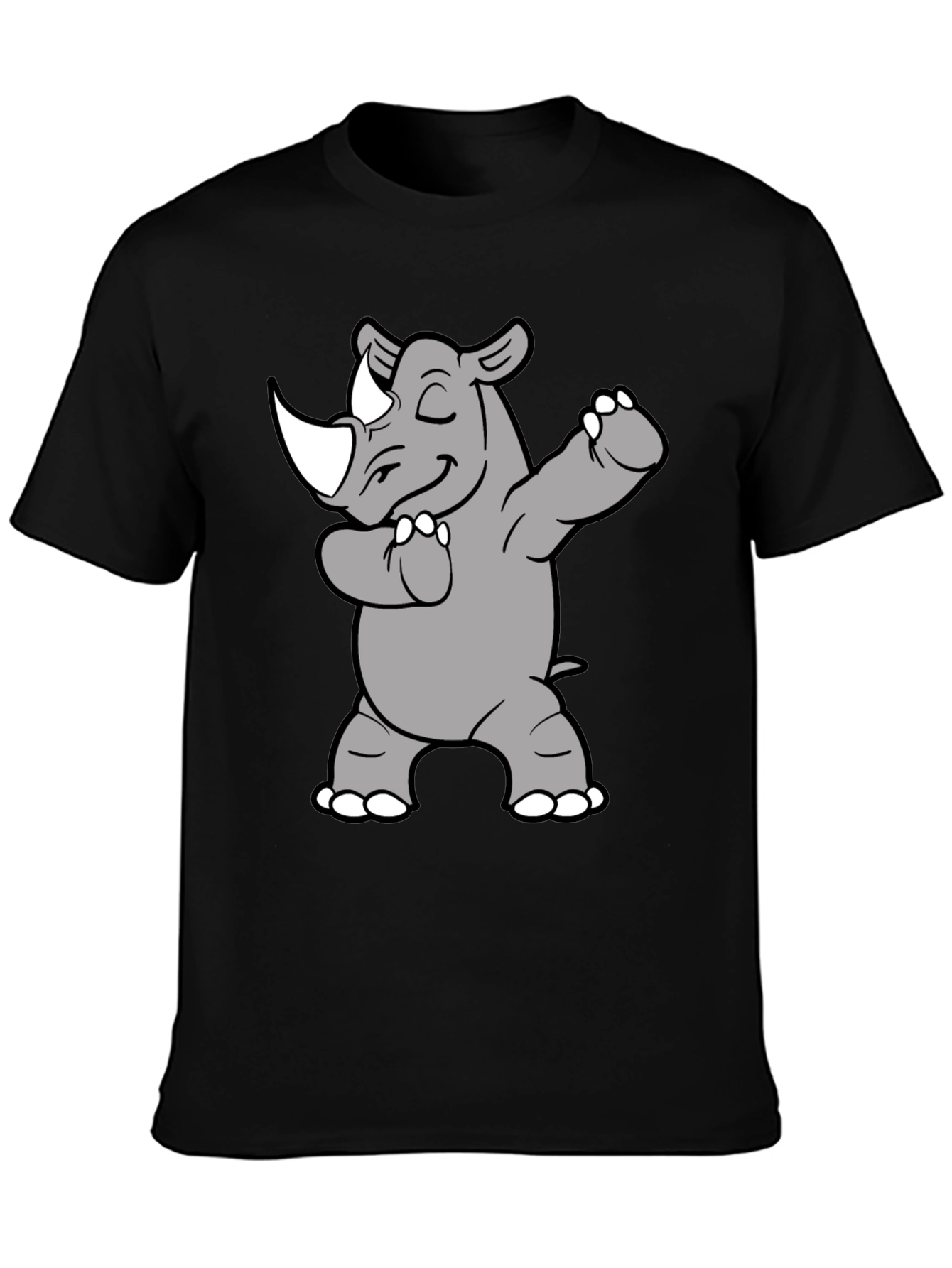 Dabbing Rhino Graphic Tee - Black Cotton Blend