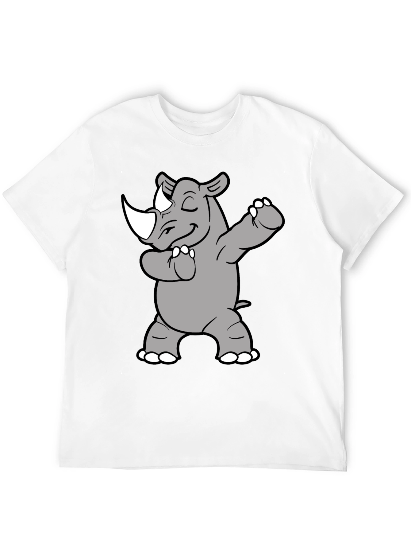 Dabbing Rhino Graphic Tee - Black Cotton Blend