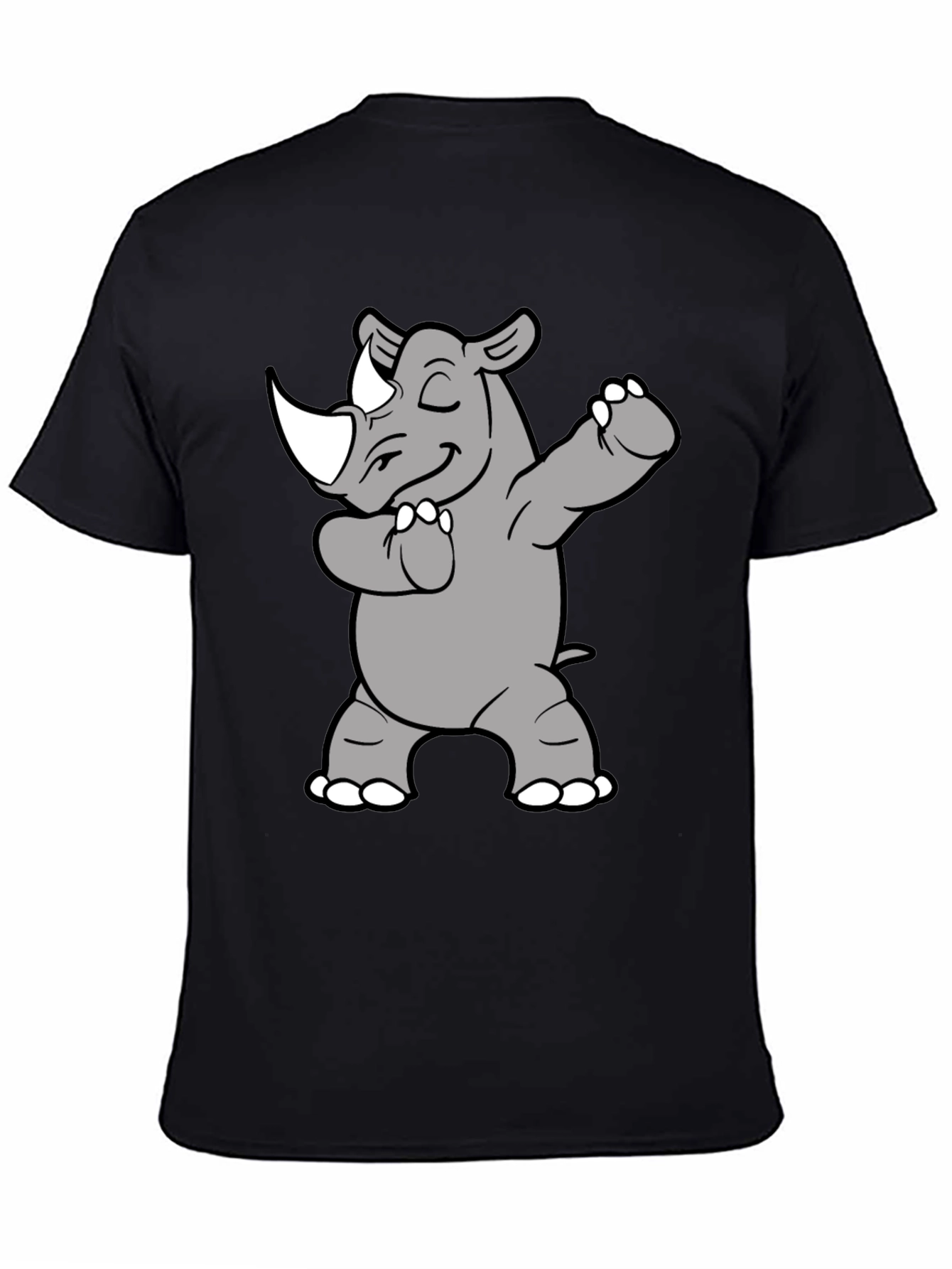 Dabbing Rhino Graphic Tee - Black Cotton Blend