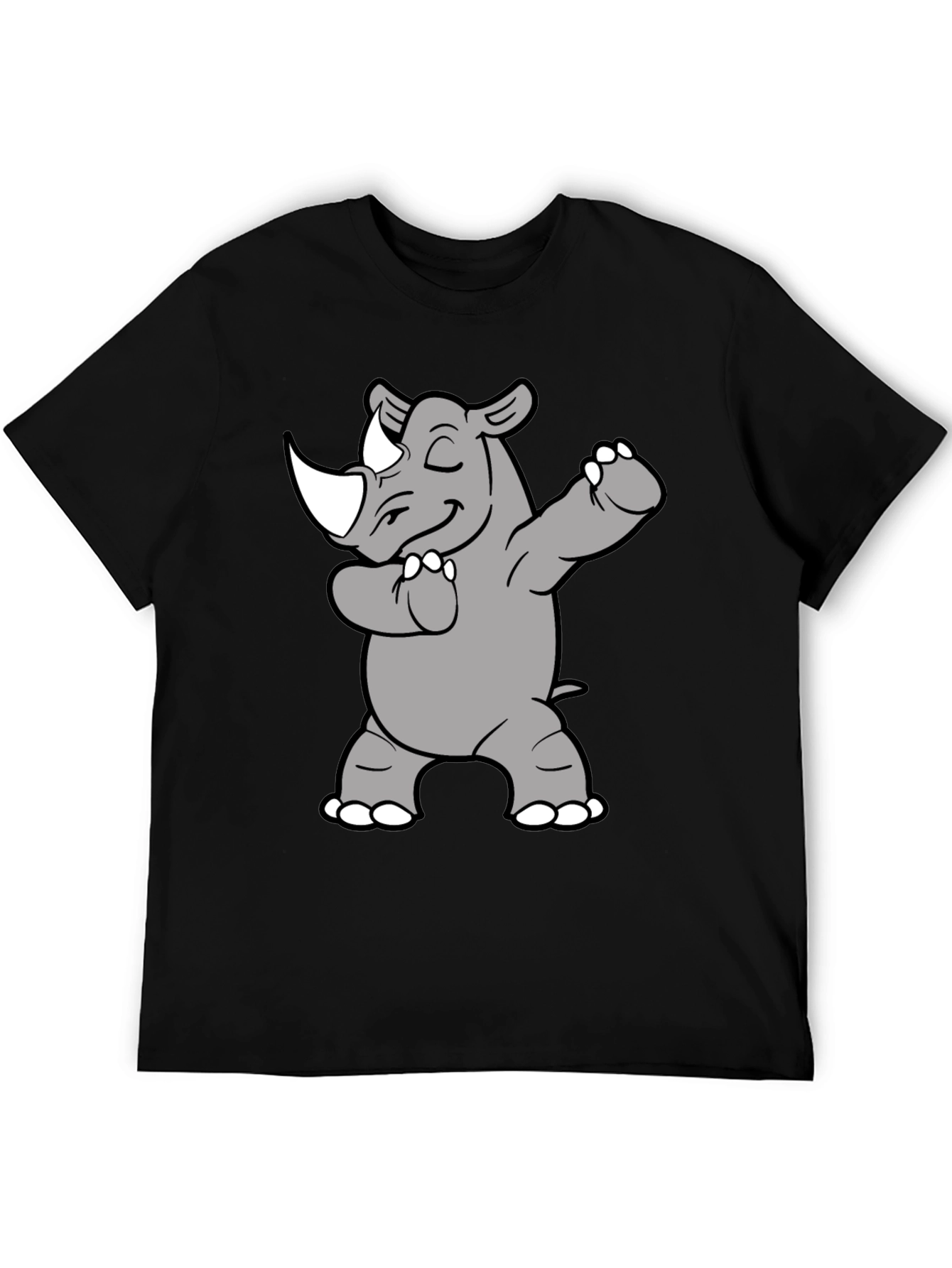 Dabbing Rhino Graphic Tee - Black Cotton Blend