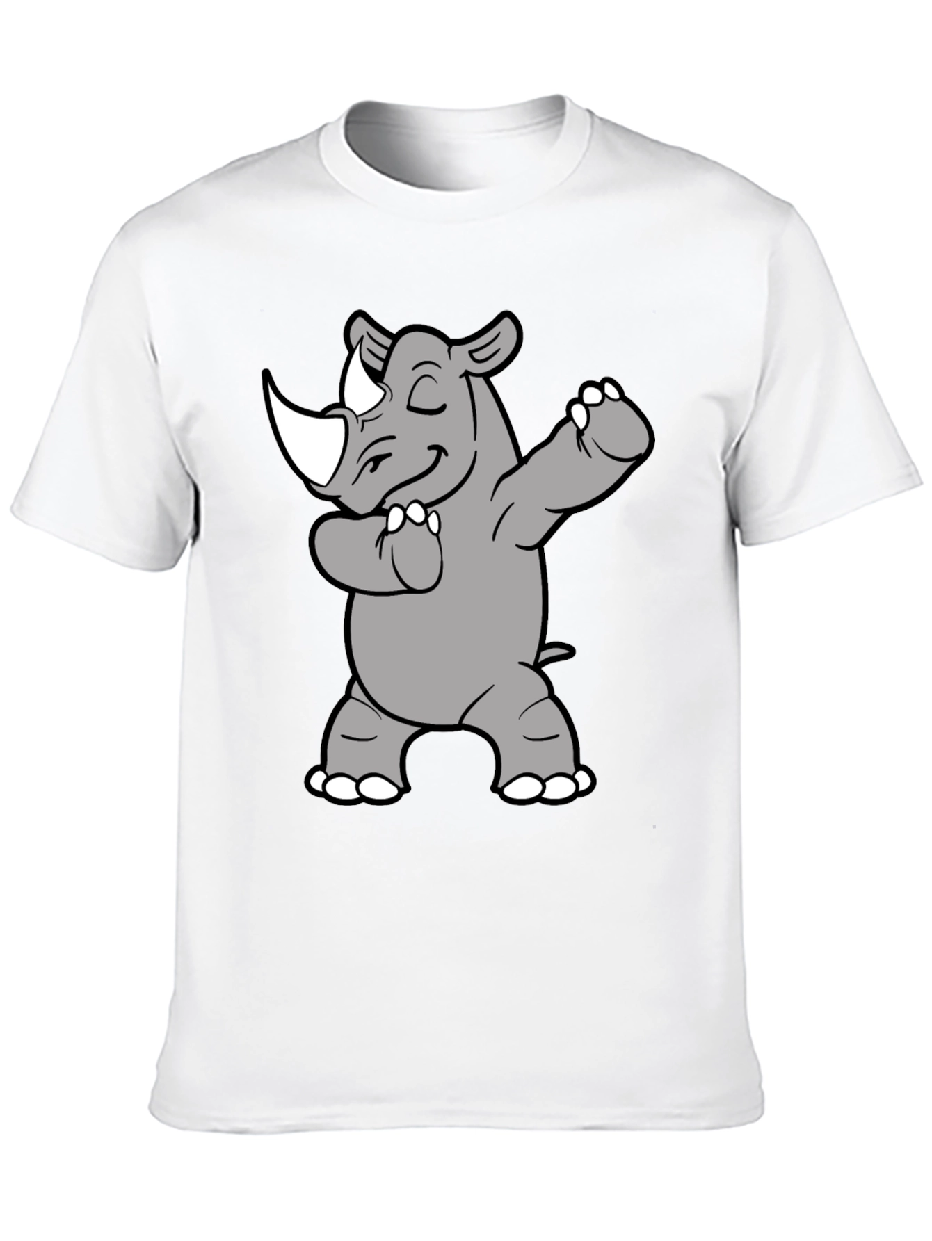 Dabbing Rhino Graphic Tee - Black Cotton Blend