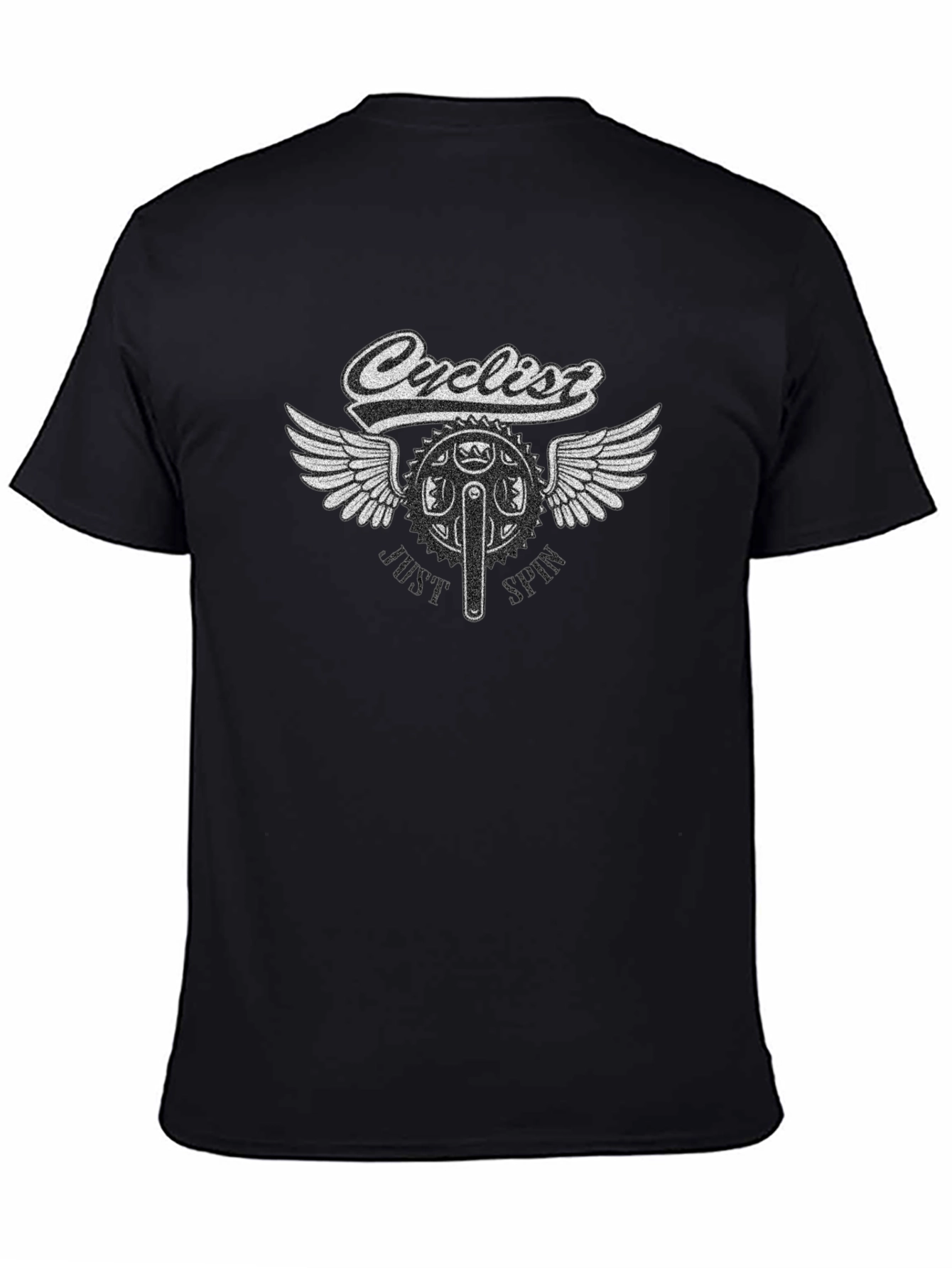 Cyclist Winged Bike Graphic T-Shirt - Black