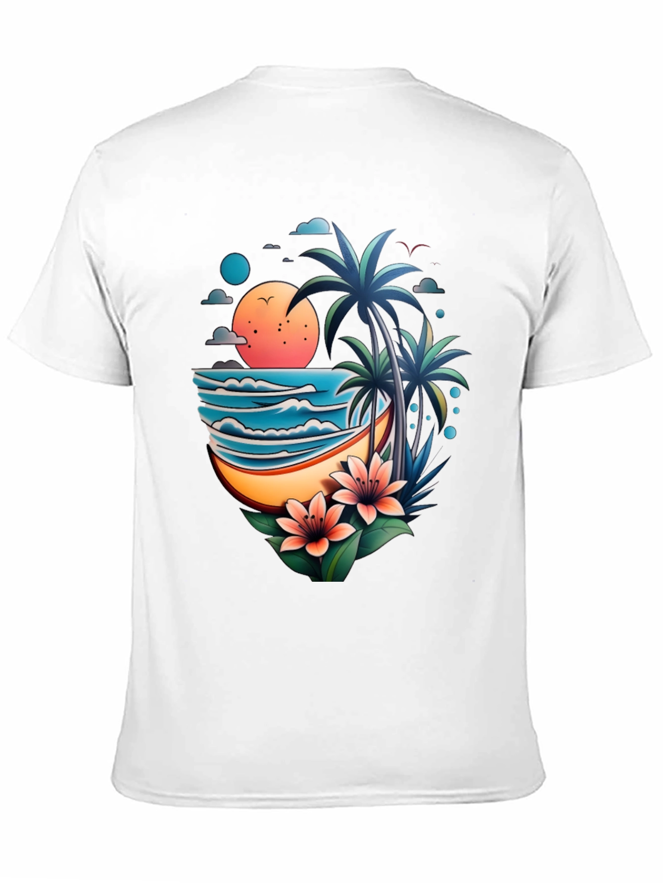 Tropical Paradise Graphic Tee - Beach Vibes