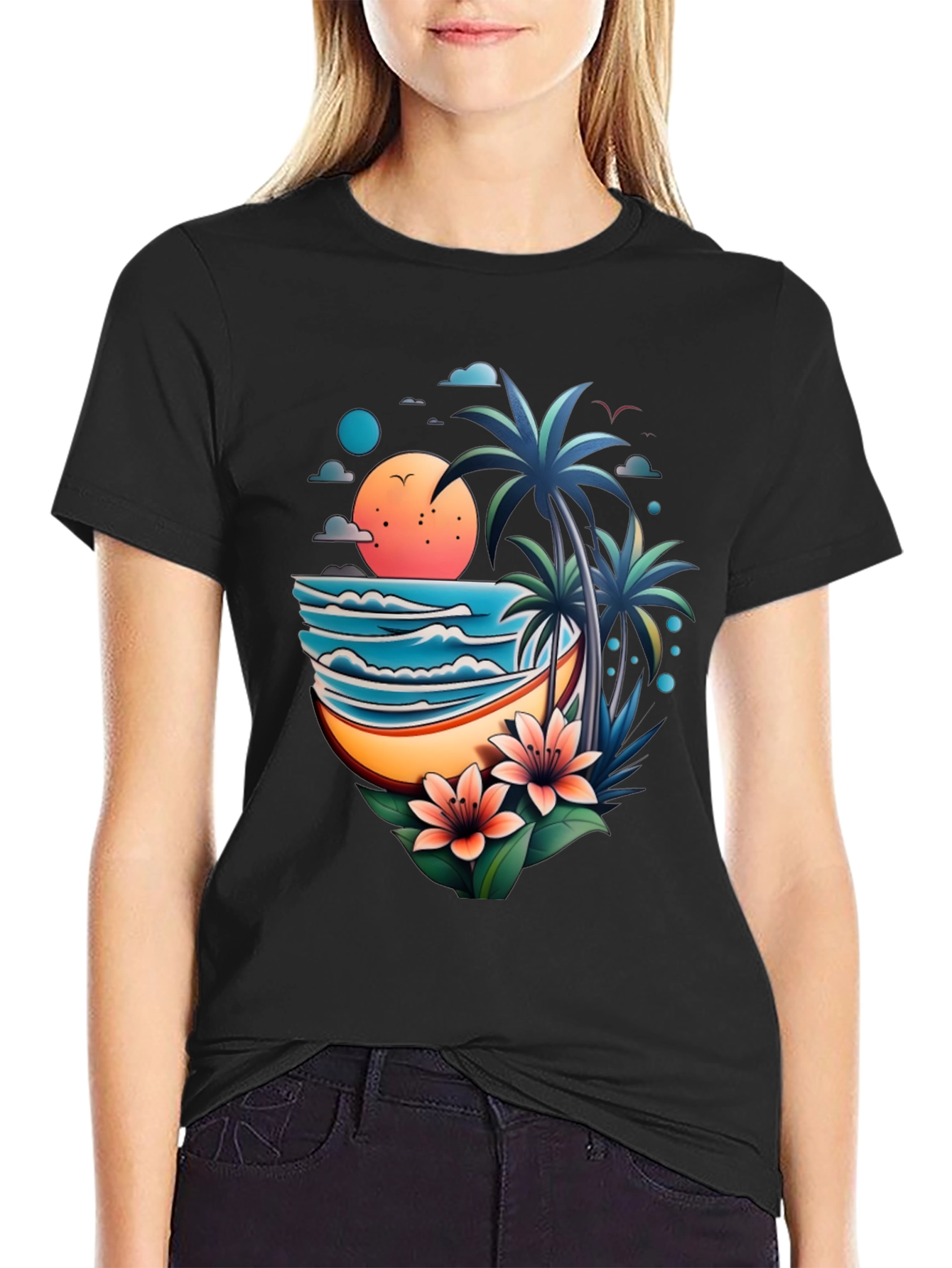 Tropical Paradise Graphic Tee - Beach Vibes