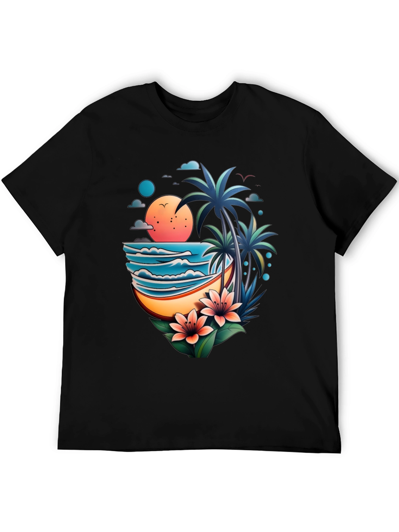 Tropical Paradise Graphic Tee - Beach Vibes