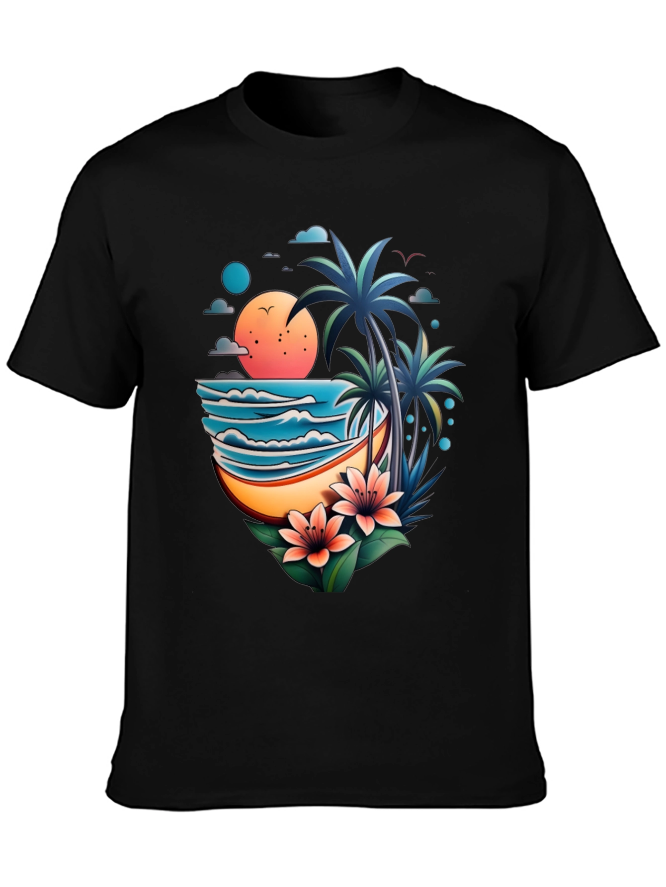 Tropical Paradise Graphic Tee - Beach Vibes