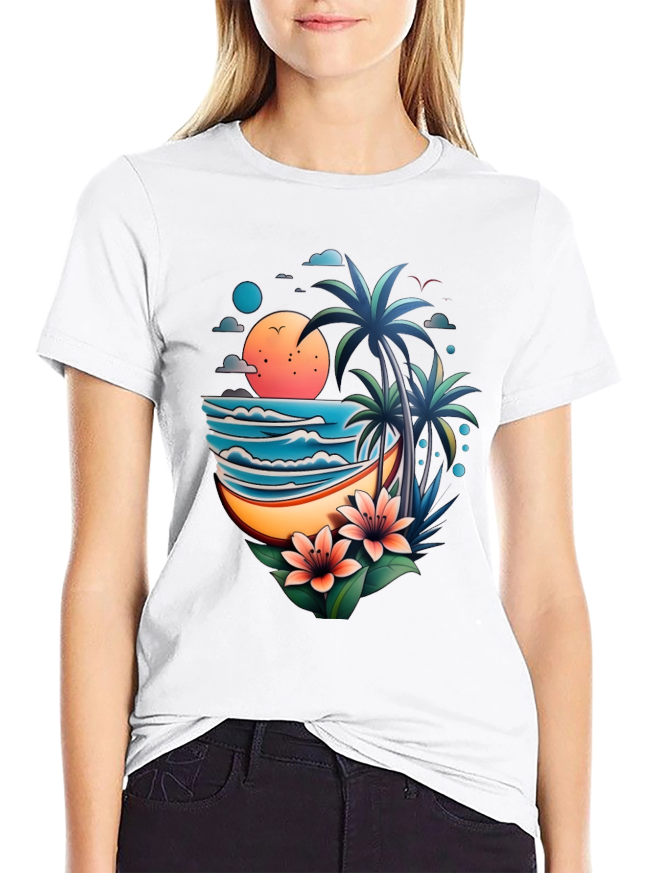 Tropical Paradise Graphic Tee - Beach Vibes