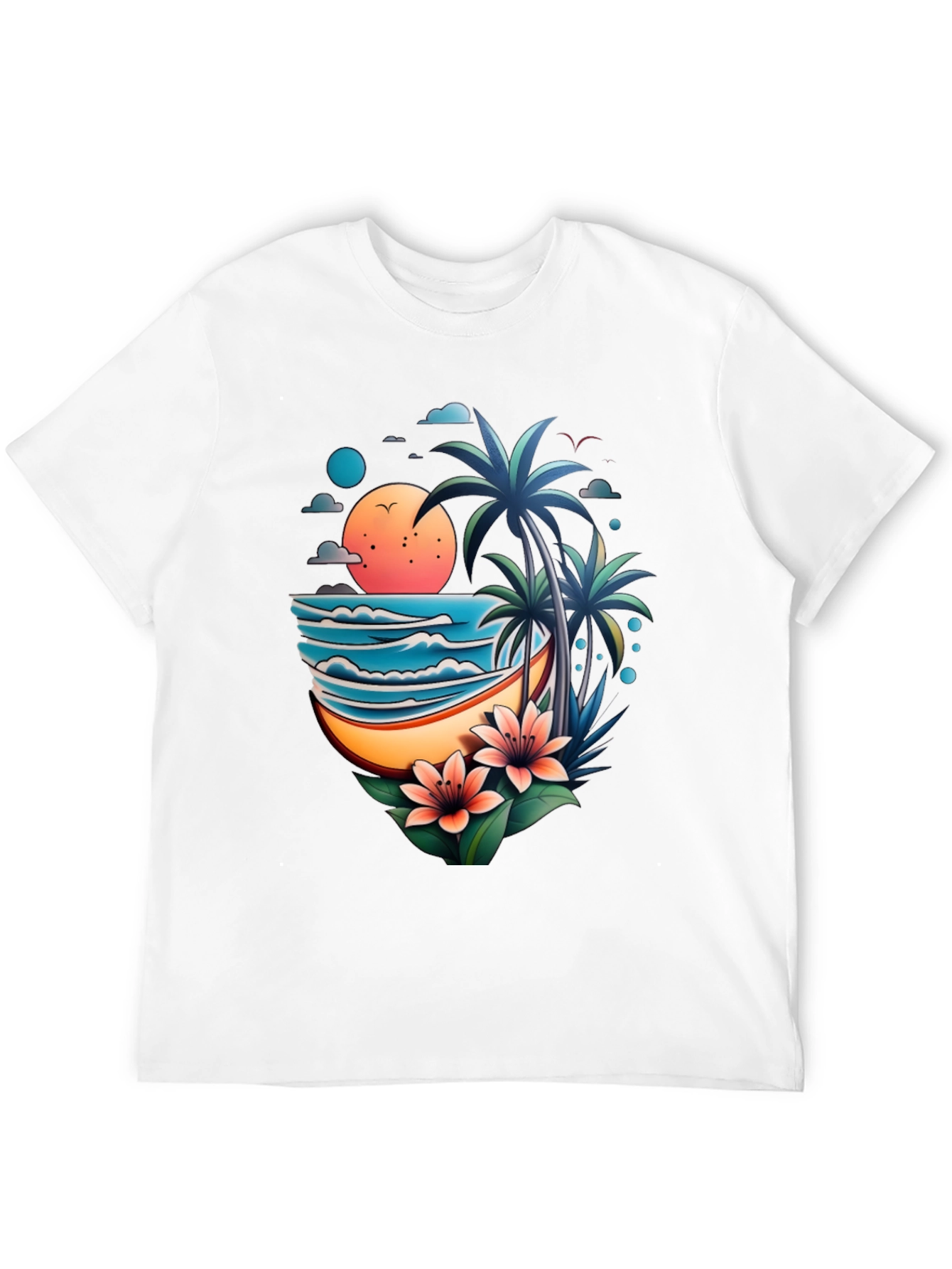 Tropical Paradise Graphic Tee - Beach Vibes