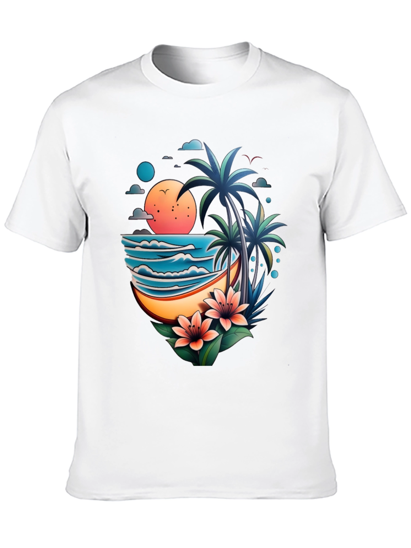 Tropical Paradise Graphic Tee - Beach Vibes