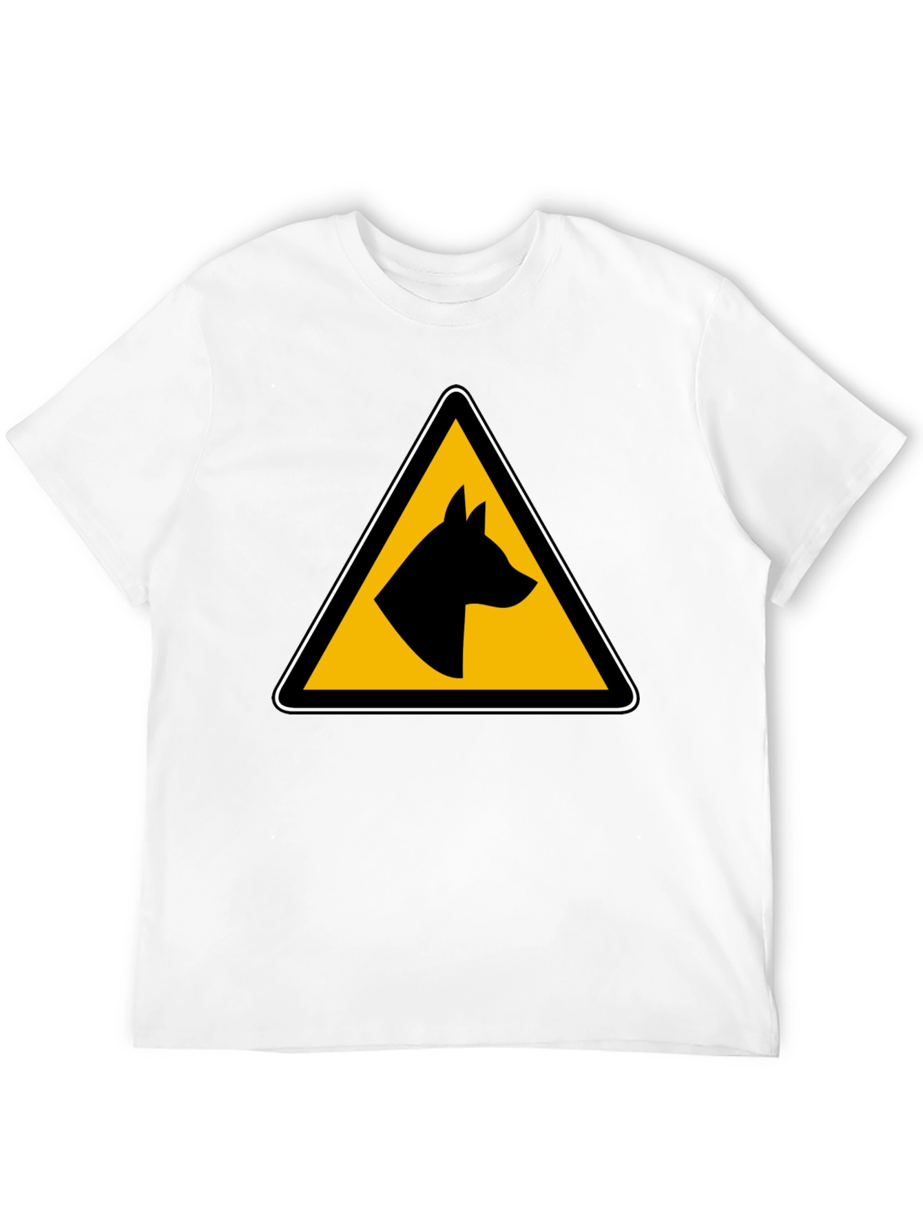 Dog Warning Sign Graphic Tee - Black Unisex T-Shirt