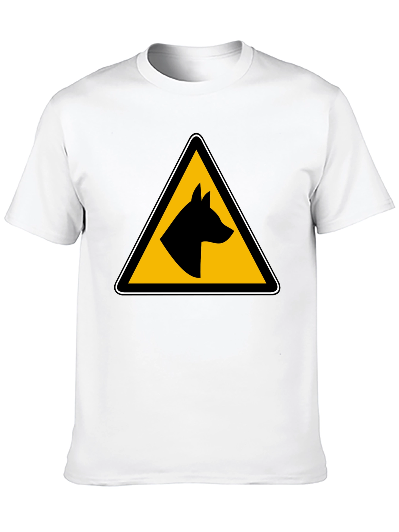 Dog Warning Sign Graphic Tee - Black Unisex T-Shirt