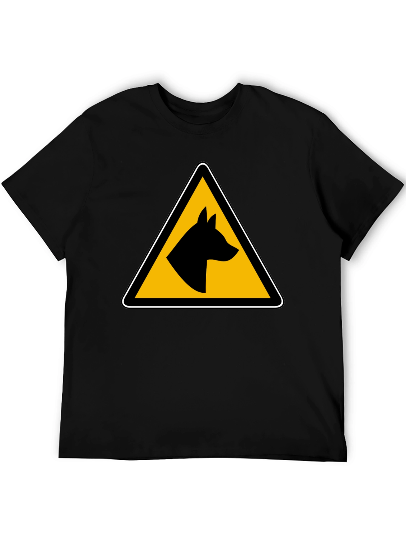 Dog Warning Sign Graphic Tee - Black Unisex T-Shirt
