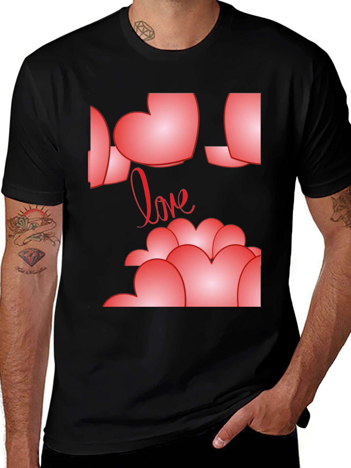 Heart Love Graphic T-Shirt - Mens Casual Tee