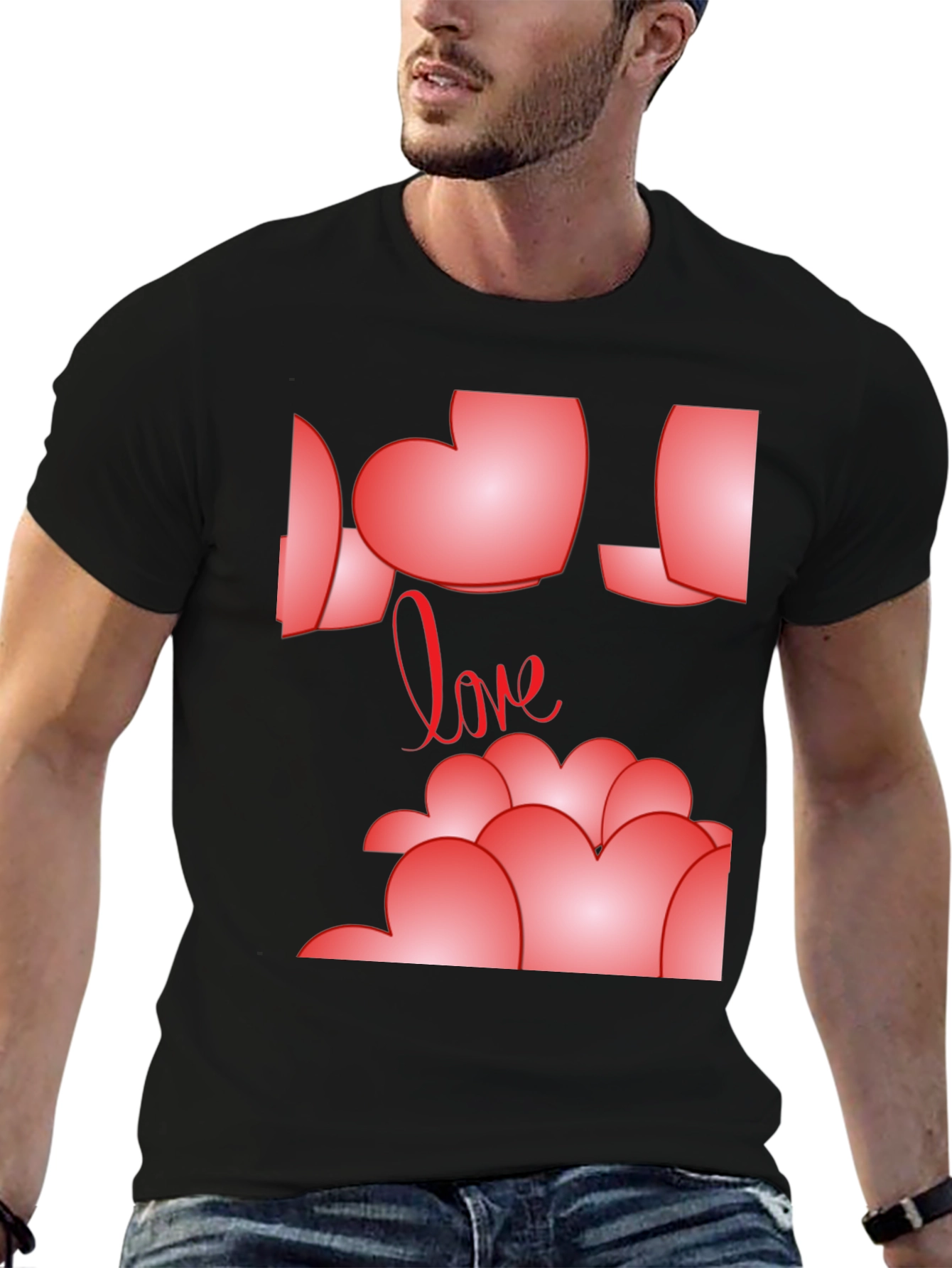 Heart Love Graphic T-Shirt - Mens Casual Tee