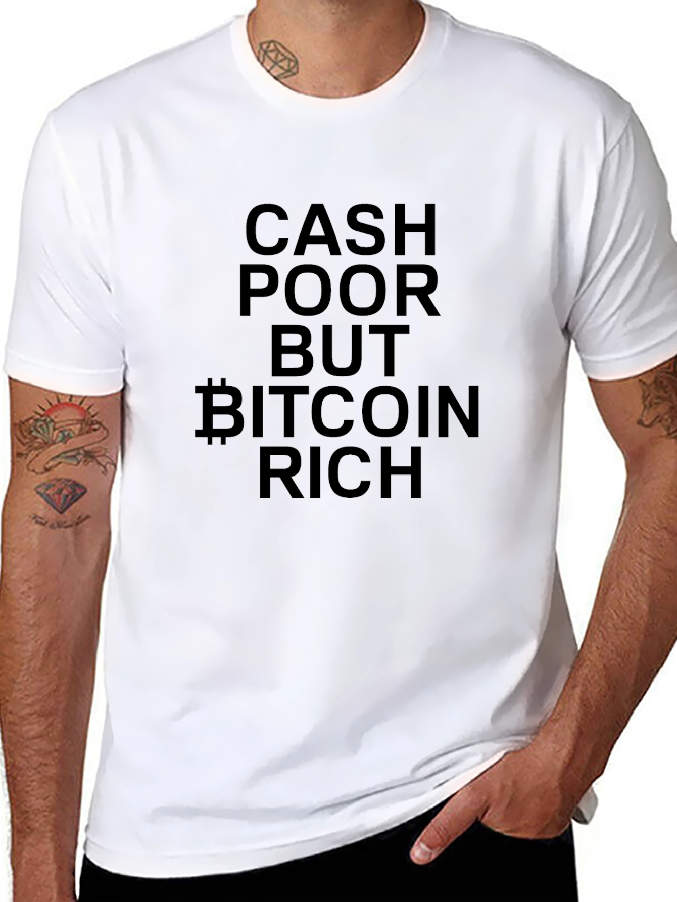 Cash Poor Bitcoin Rich Black T-Shirt