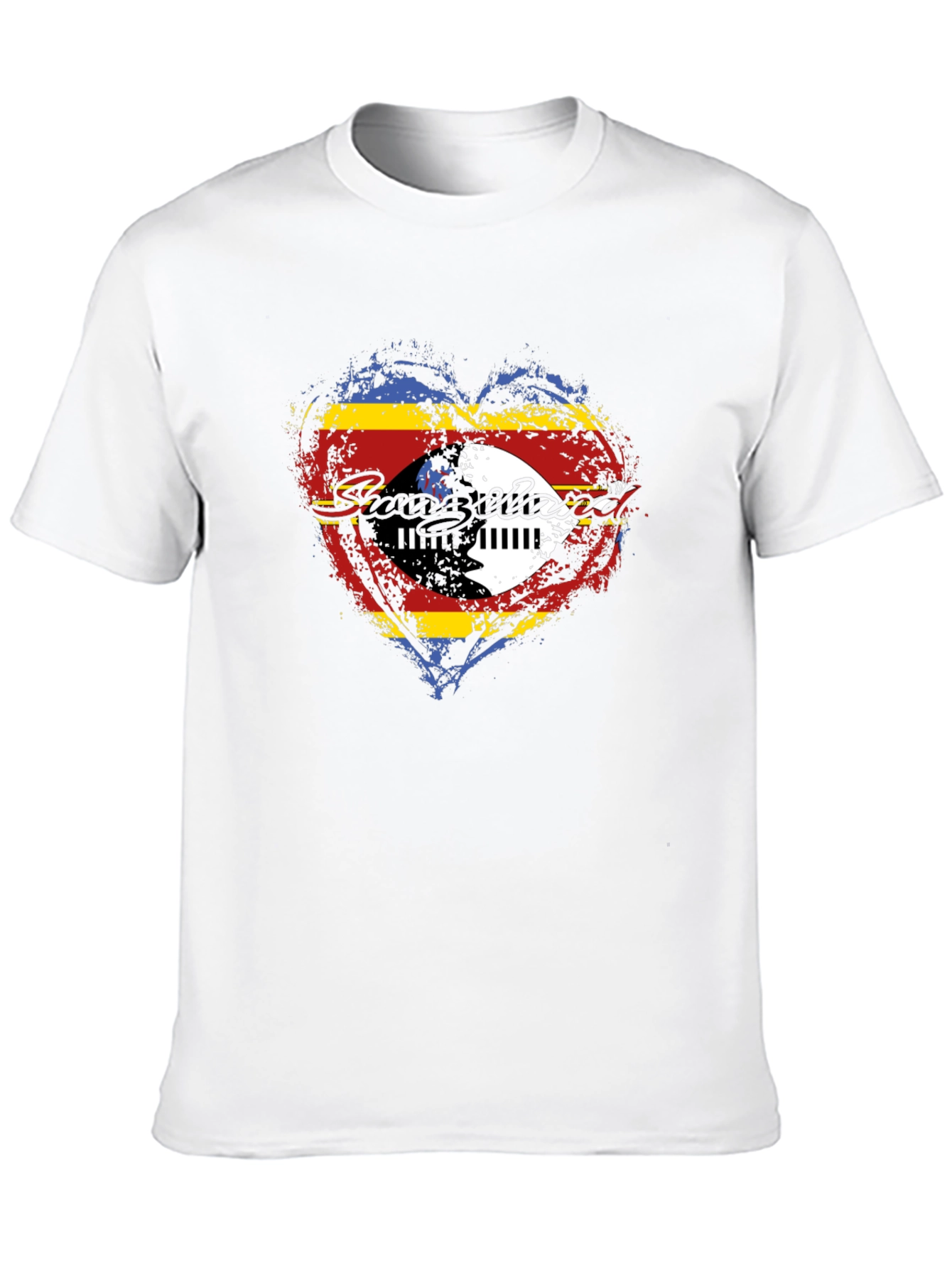 Eswatini Flag Heart Graphic T-Shirt - Black