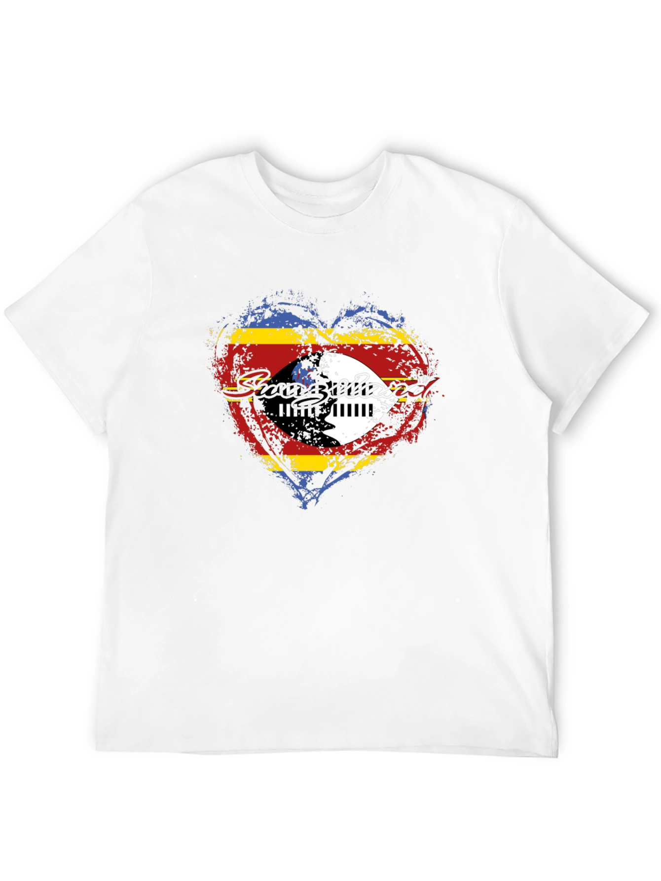Eswatini Flag Heart Graphic T-Shirt - Black