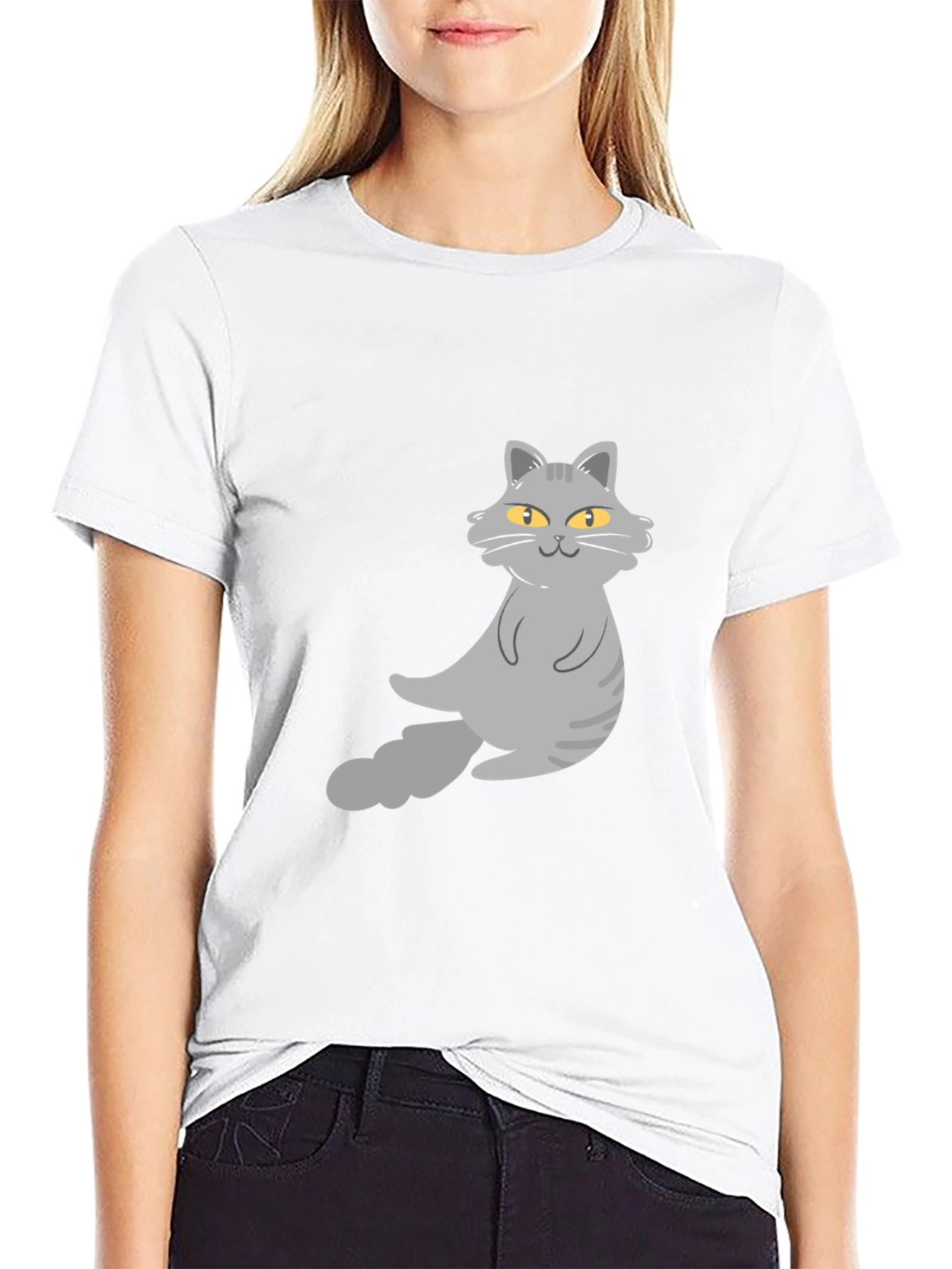 Cat Graphic T-Shirt - Black Cotton Tee