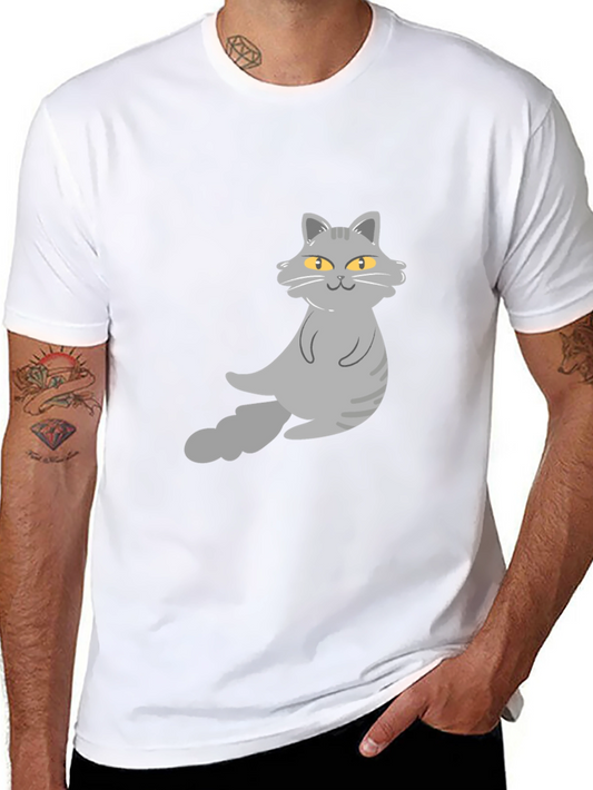Cat Graphic T-Shirt - Black Cotton Tee