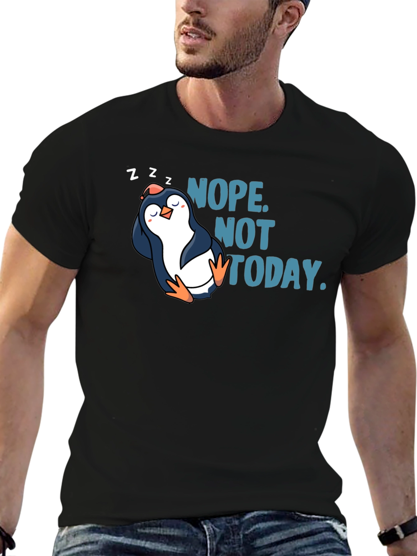 Nope. Not Today. Penguin Graphic Tee - Black