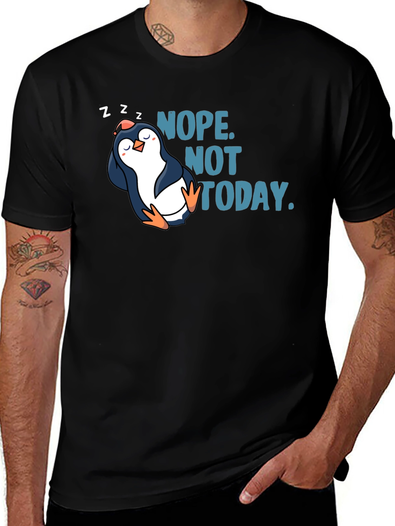 Nope. Not Today. Penguin Graphic Tee - Black