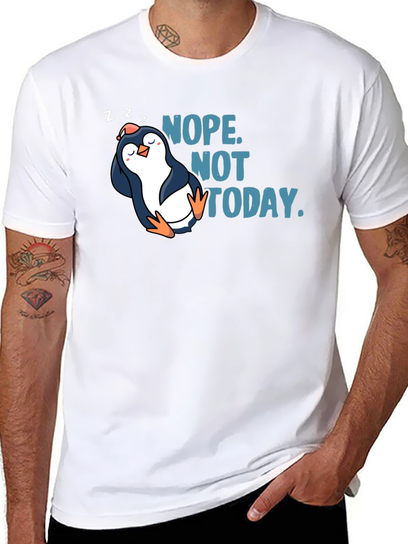 Nope. Not Today. Penguin Graphic Tee - Black