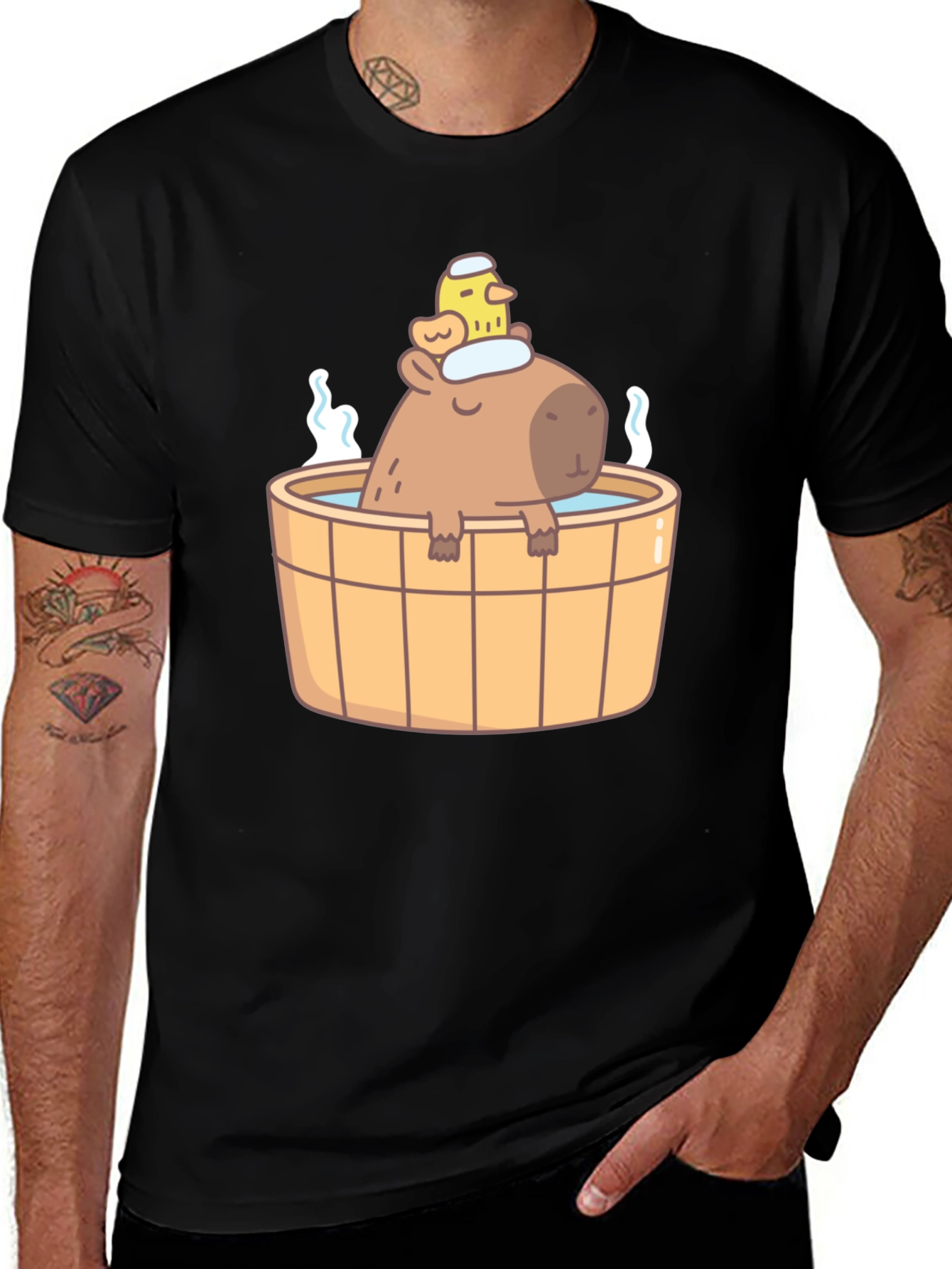 Capybara in Hot Tub T-Shirt - Cute Relaxing Design