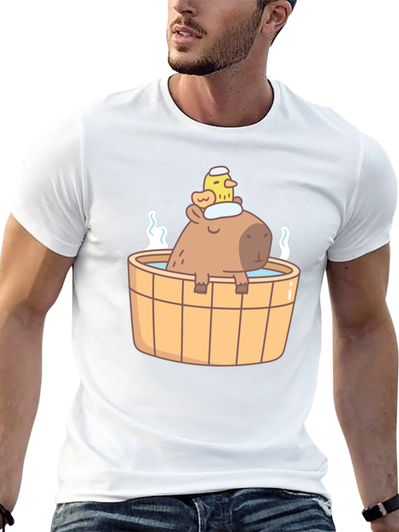 Capybara in Hot Tub T-Shirt - Cute Relaxing Design