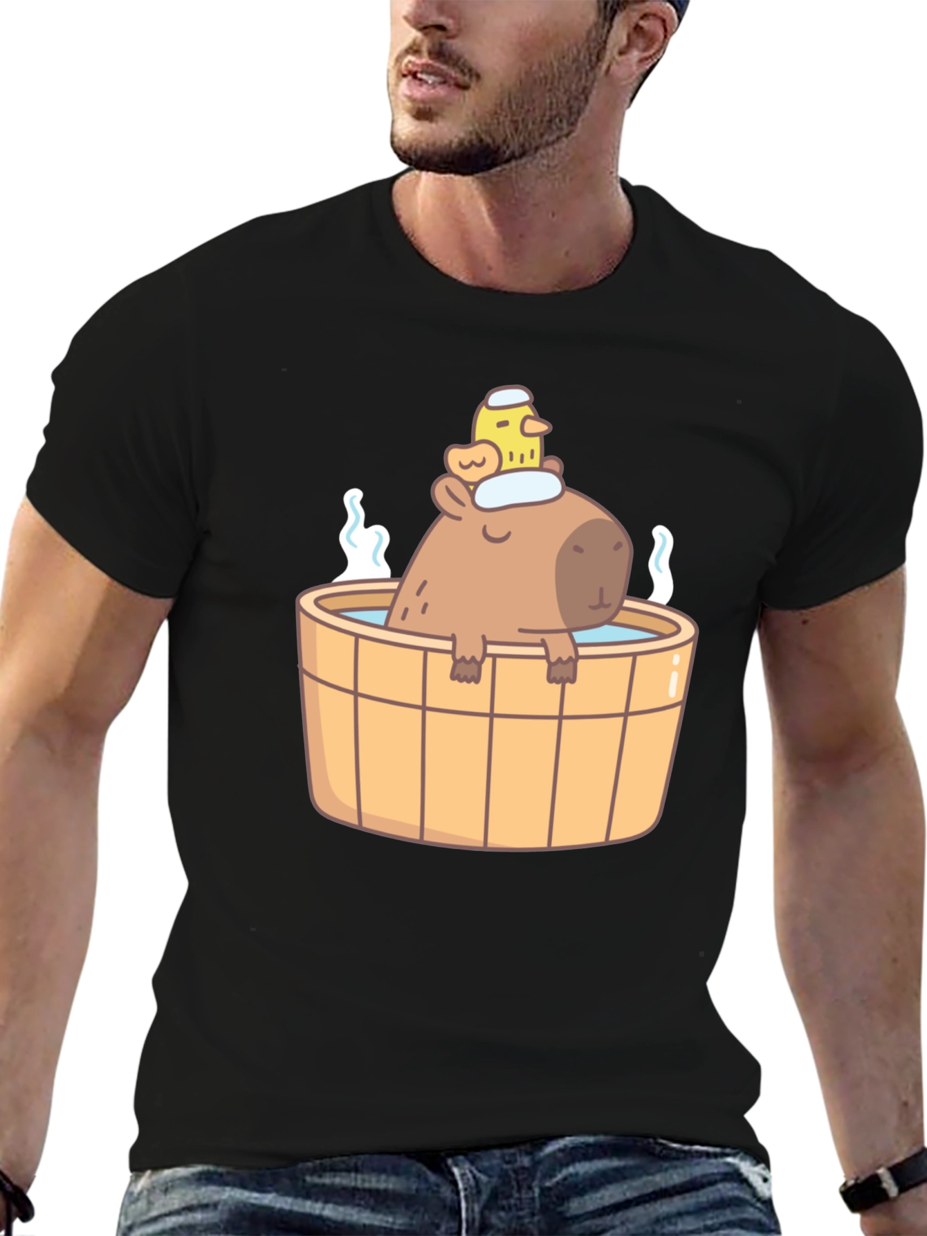 Capybara in Hot Tub T-Shirt - Cute Relaxing Design