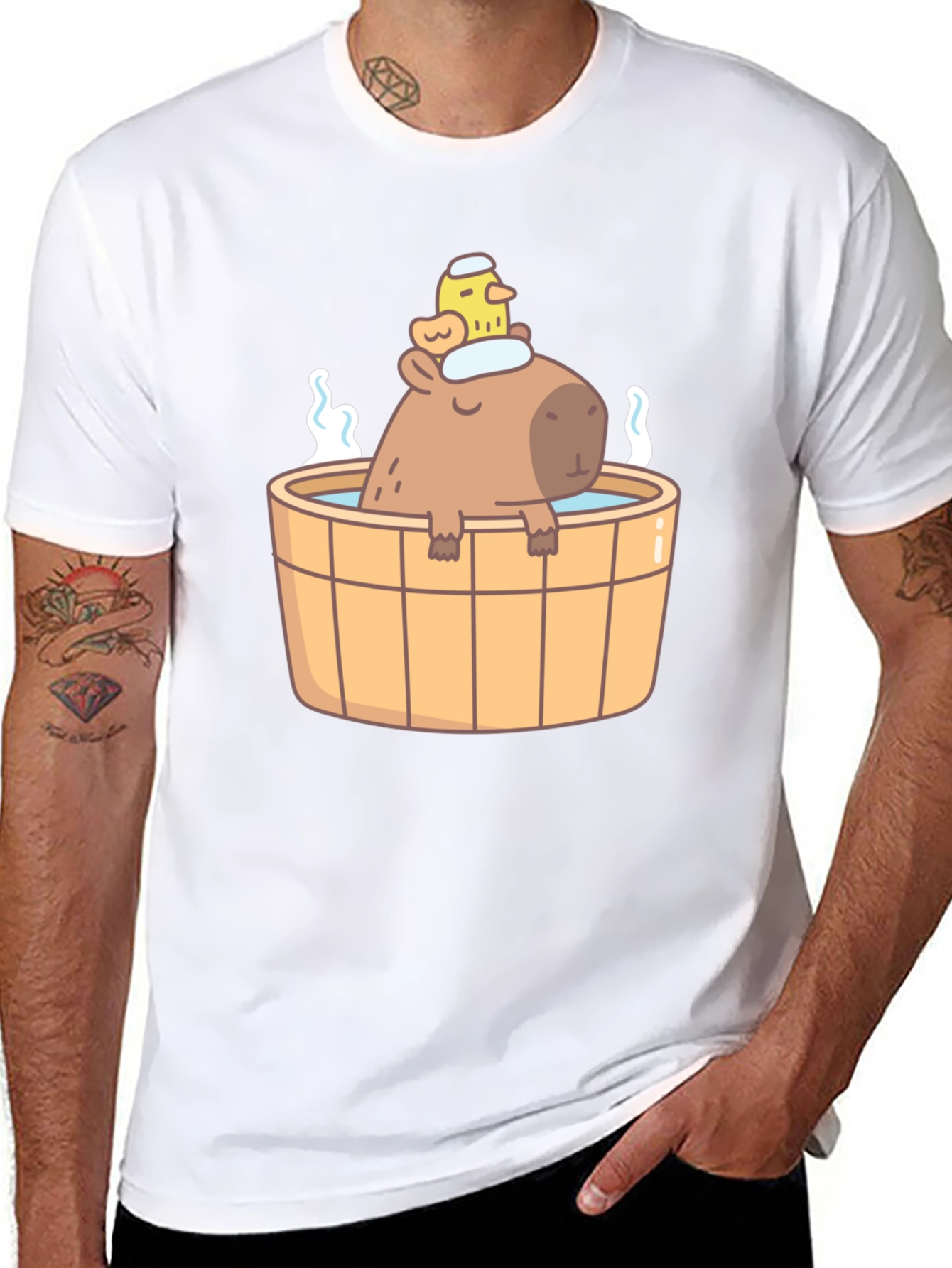 Capybara in Hot Tub T-Shirt - Cute Relaxing Design