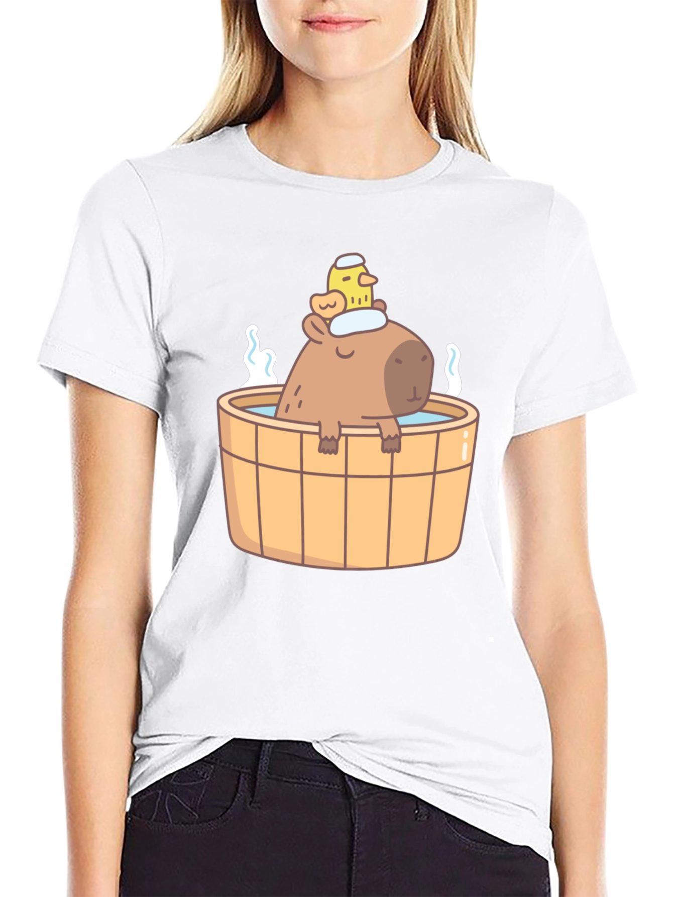 Capybara in Hot Tub T-Shirt - Cute Relaxing Design