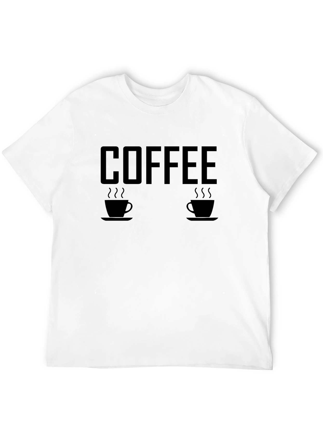 Coffee Cups Graphic T-Shirt - Black Casual Tee