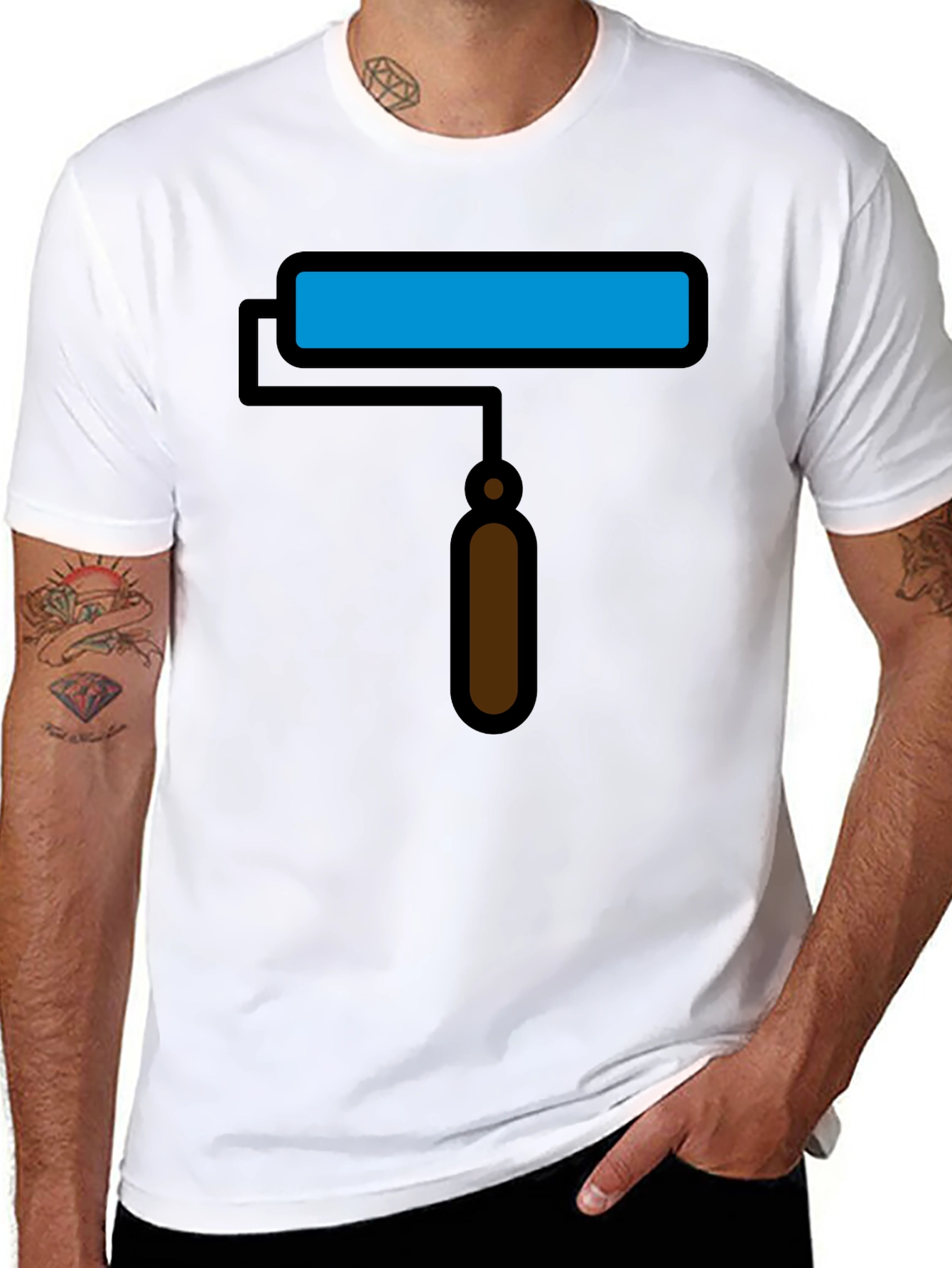 Paint Roller Graphic Tee - Artsy Black T-Shirt