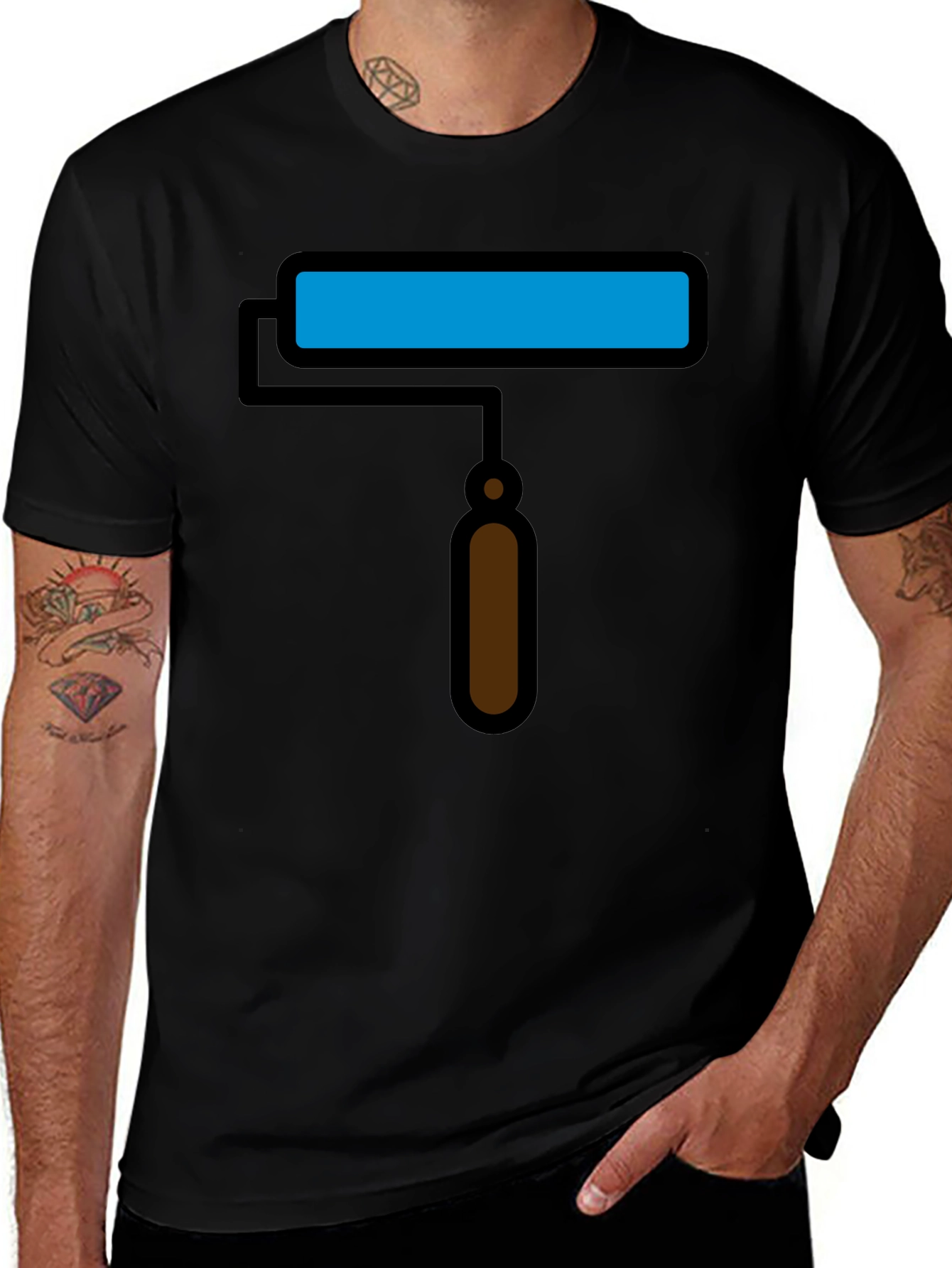 Paint Roller Graphic Tee - Artsy Black T-Shirt