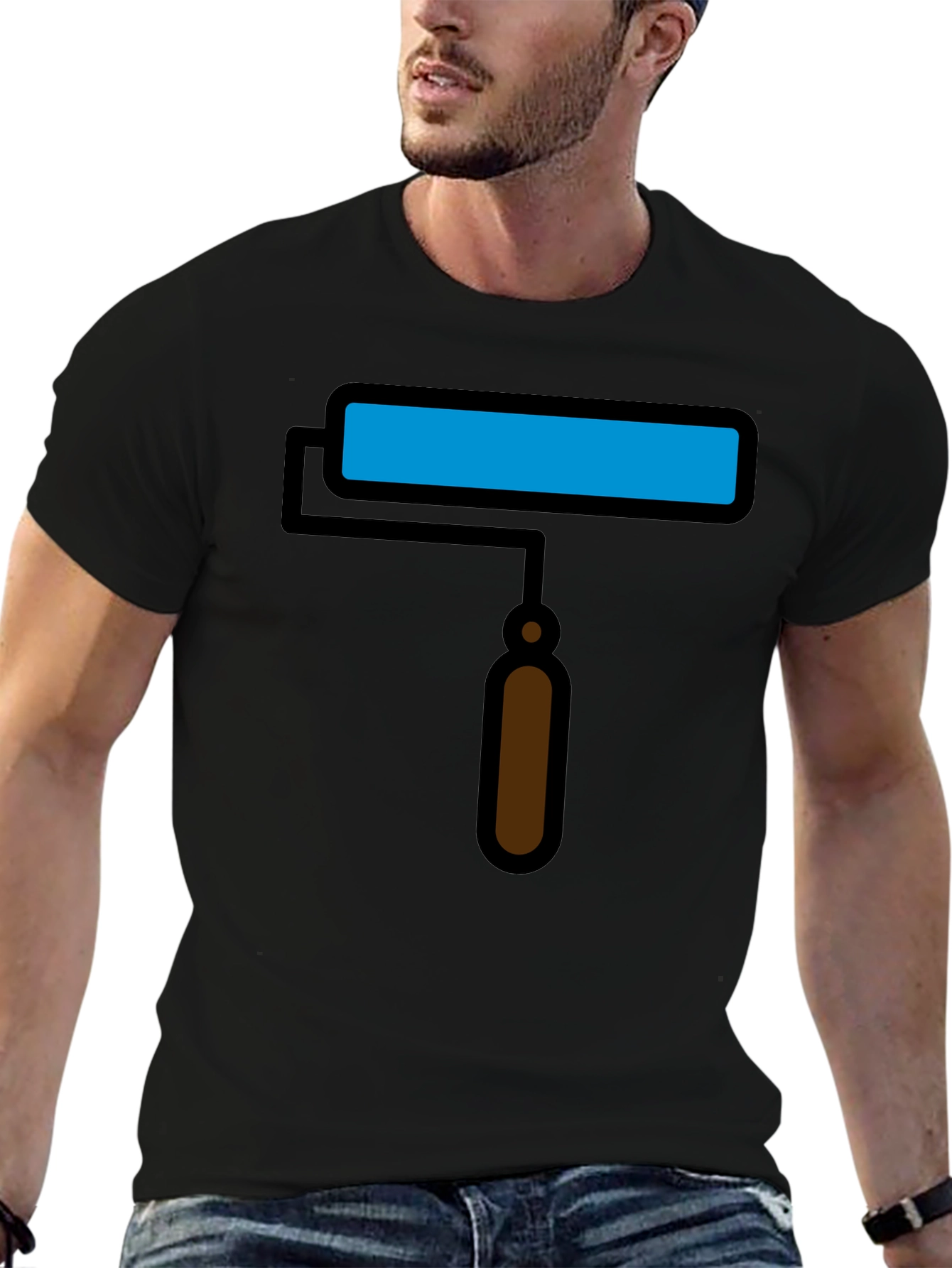 Paint Roller Graphic Tee - Artsy Black T-Shirt